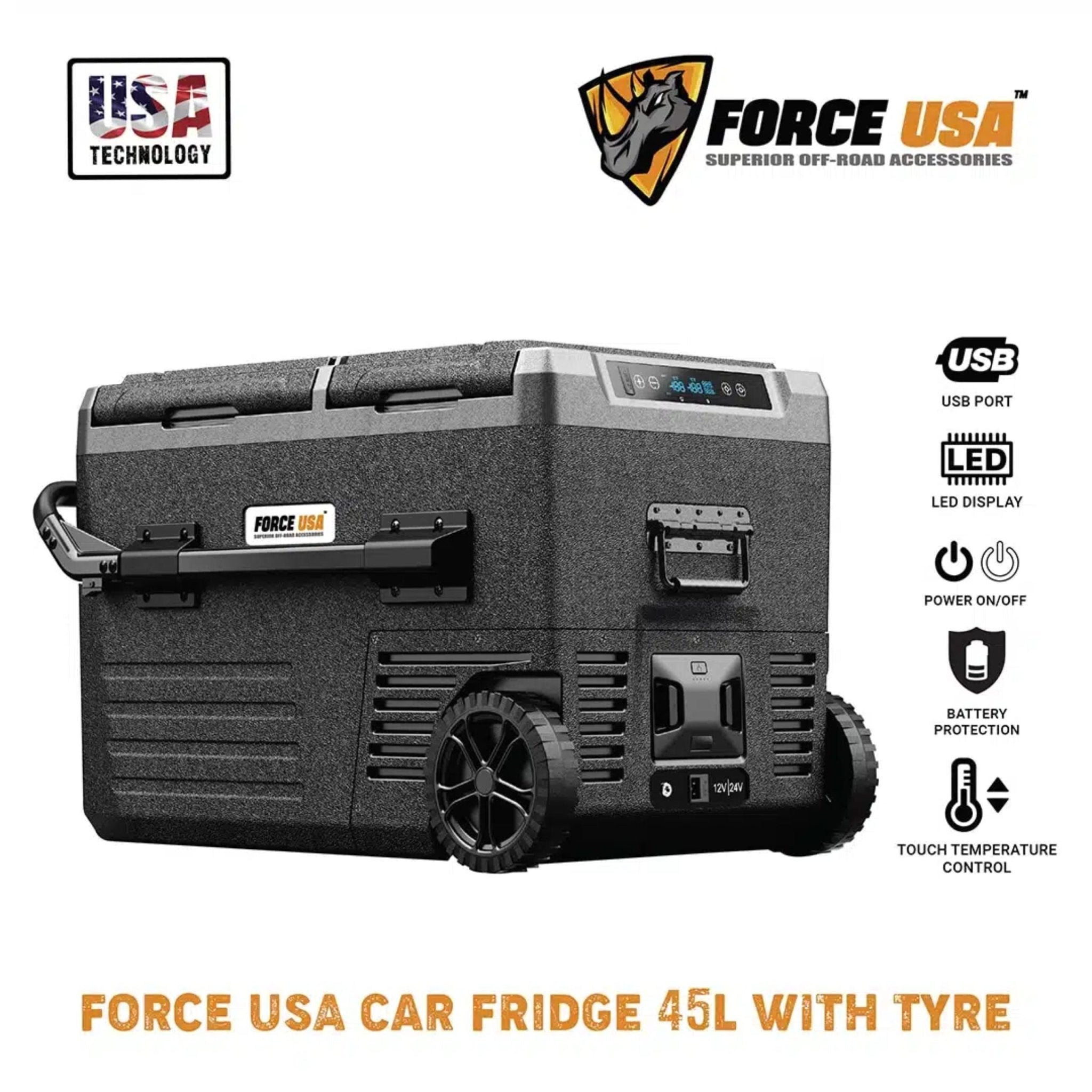 FORCE USA Portable Hot&Cold Dual Zone Fridge 45LTR RG013 - Black