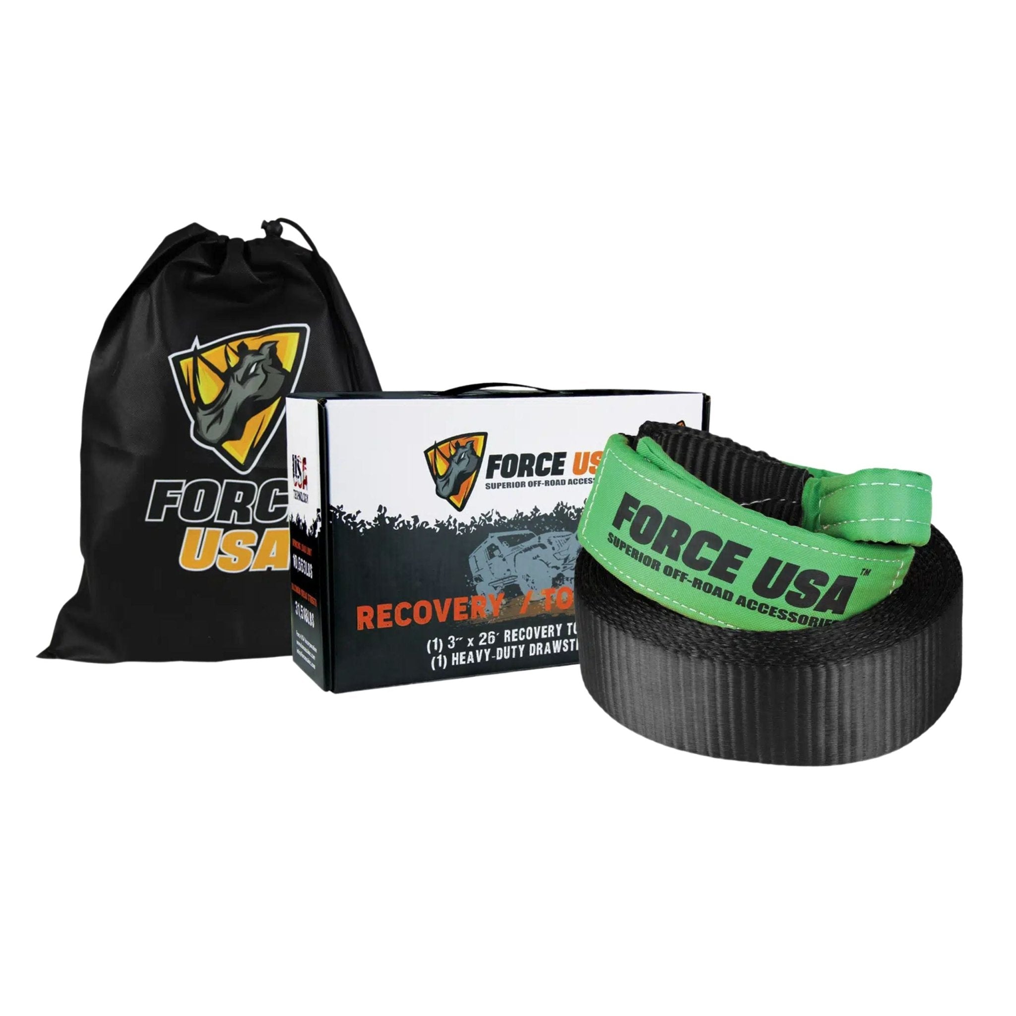 FORCE USA Recovery / Tow Strap 6M TB117 - Black