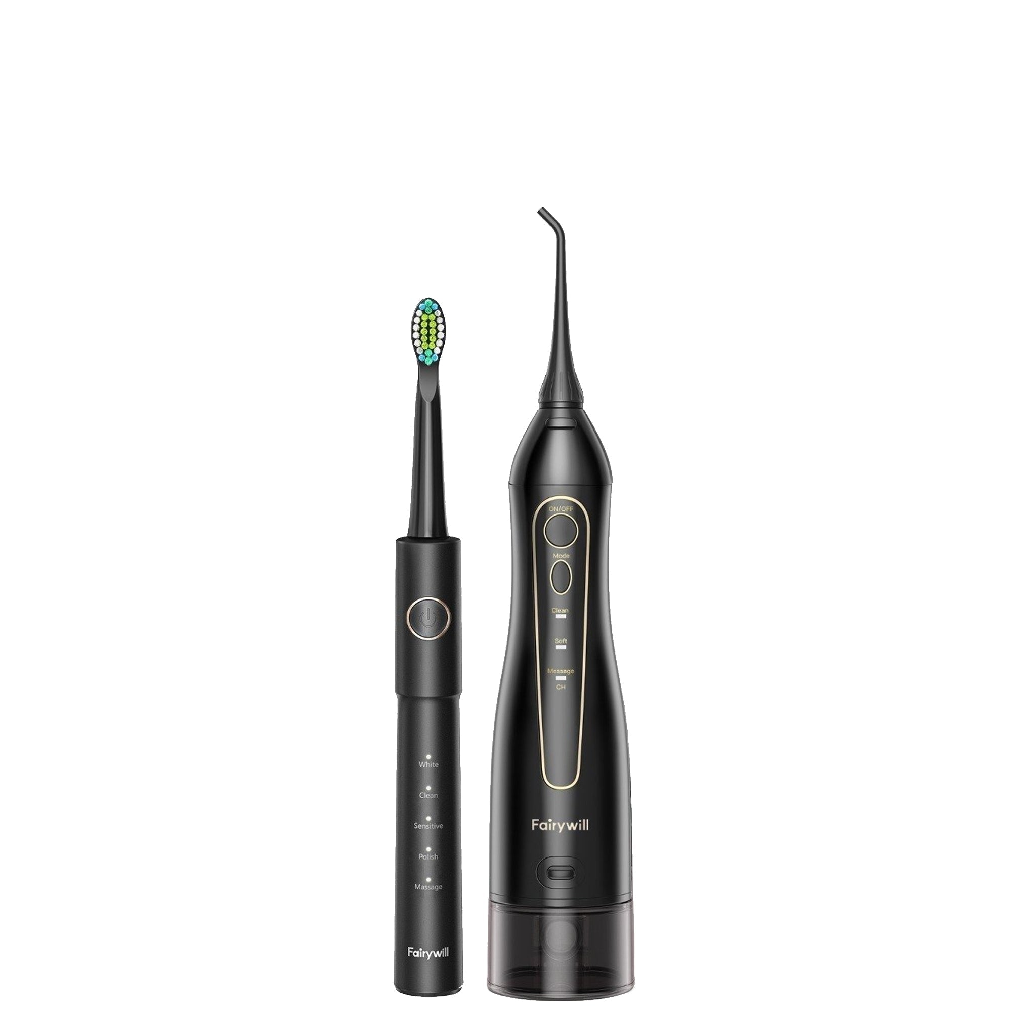 Fairywill Oral Care Combo Sonic Electric Toothbrush & Oral Irrigator - Black