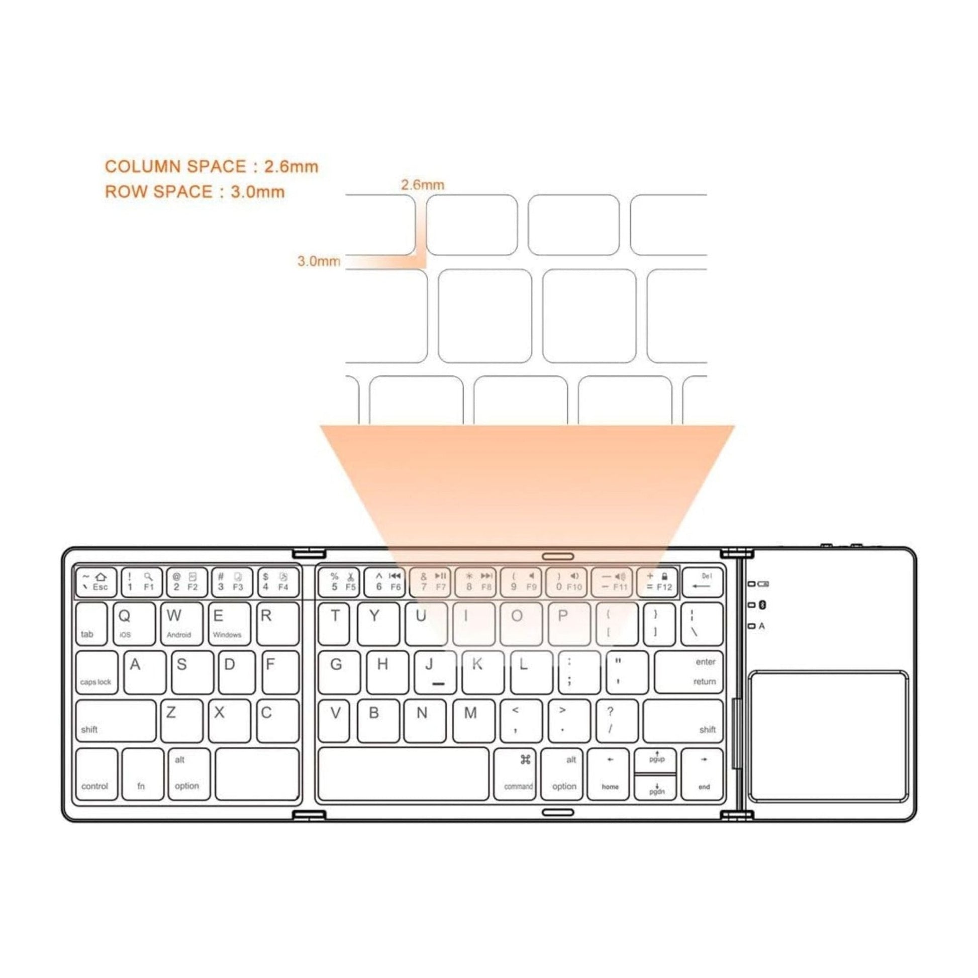Foldable Bluetooth Keyboard With Touchpad B033 - Black