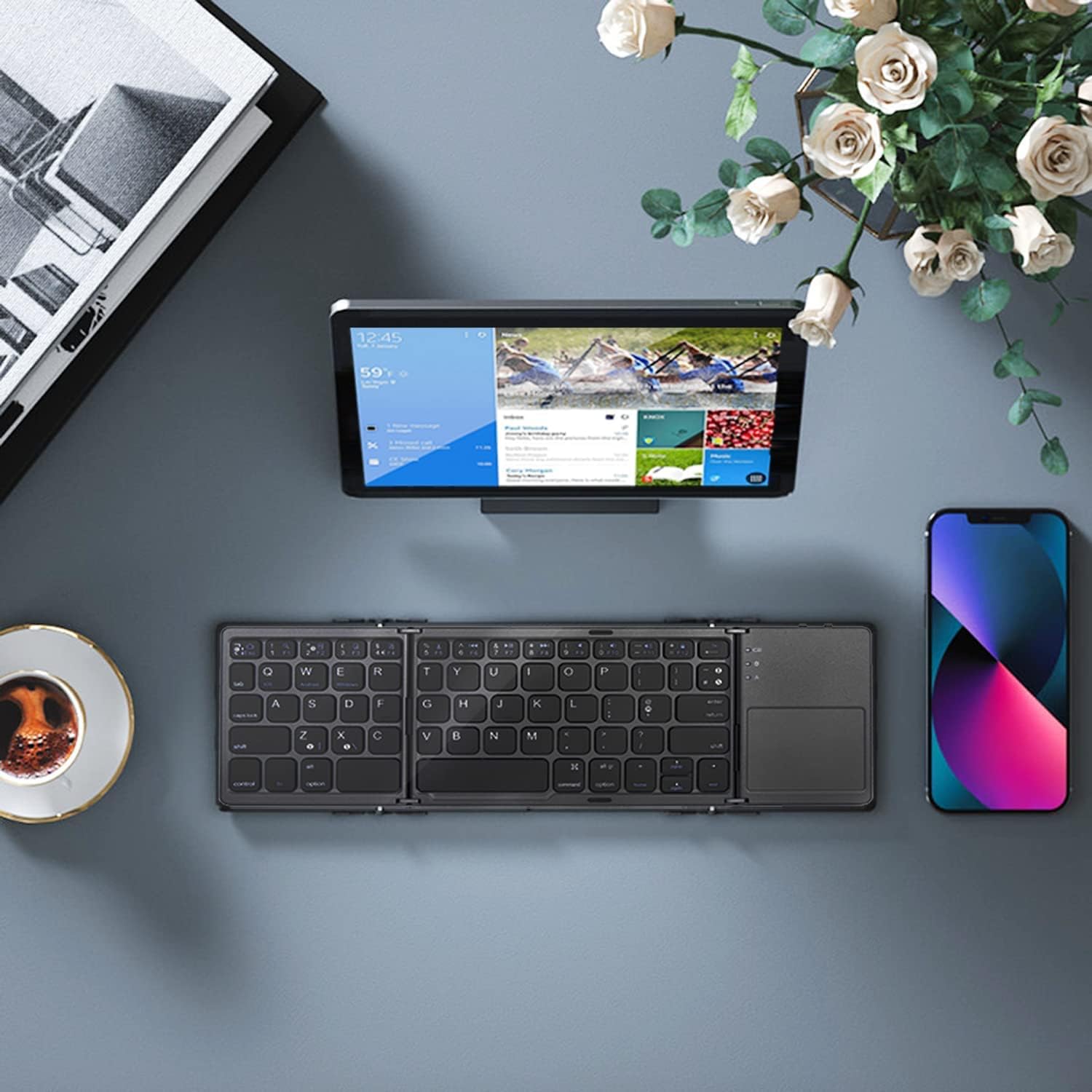Foldable Bluetooth Keyboard With Touchpad B033 - Black