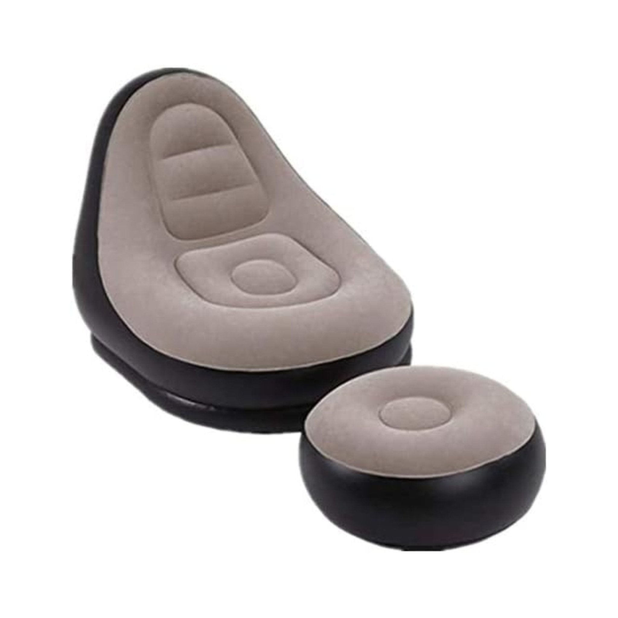 Folding Portable 2-IN-1 Lounge Sofa Bed Set - Grey/Black