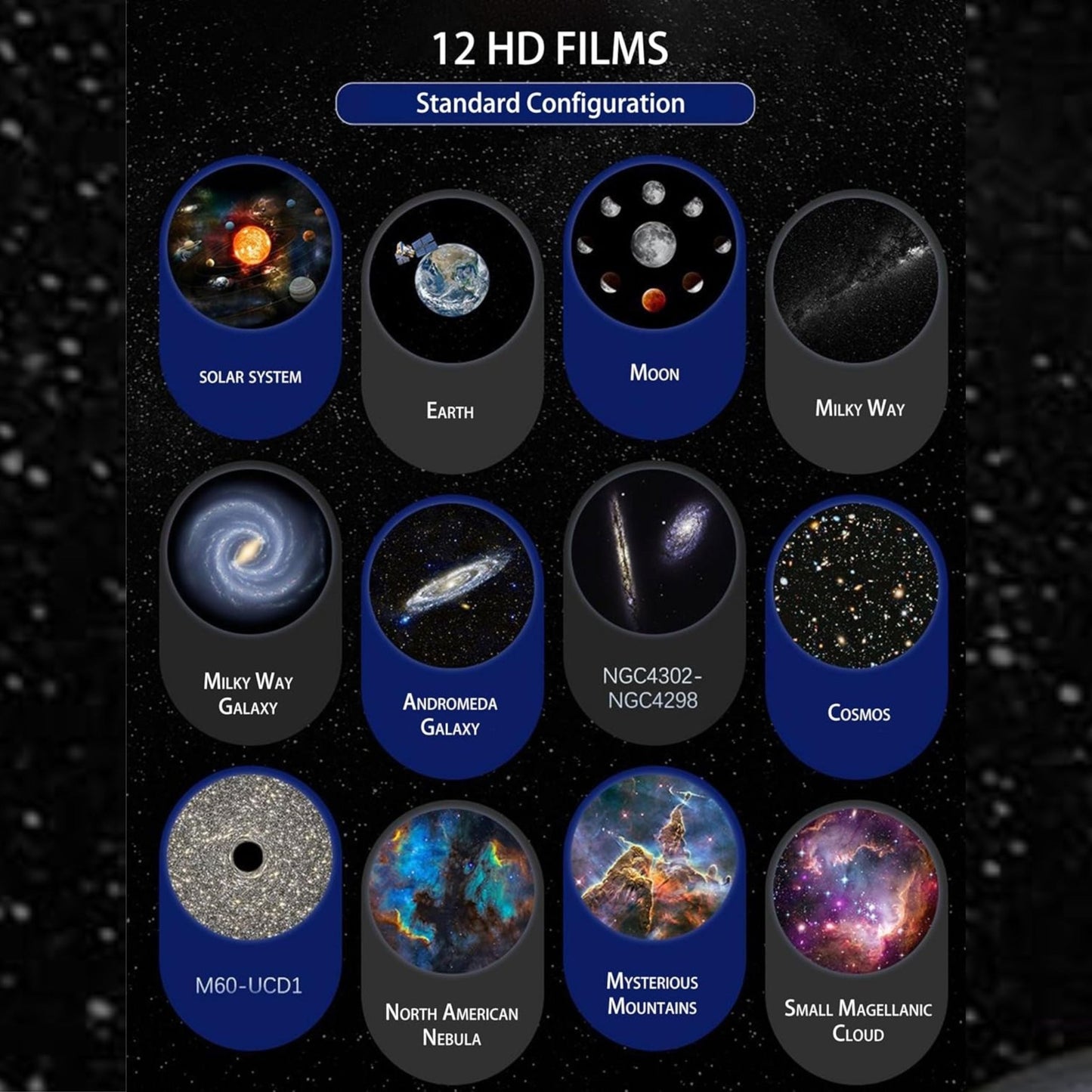 Galaxy Projector Built-in 12 Film Discs - White