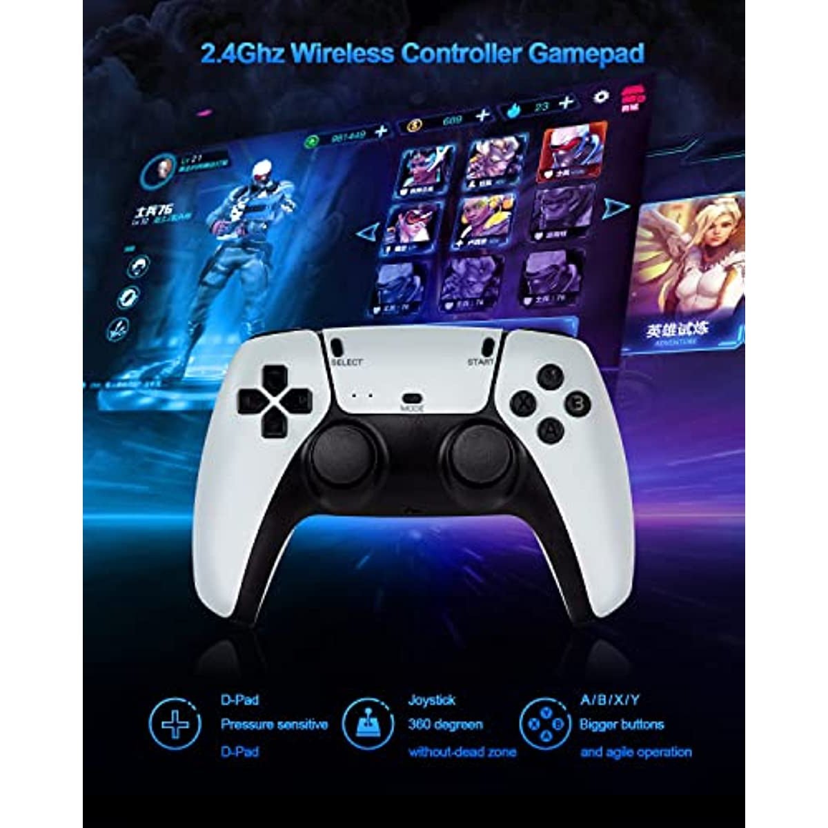 Game 2.4G Wireless Controller Gamepad 4K Ultra Hd Game Stick - White