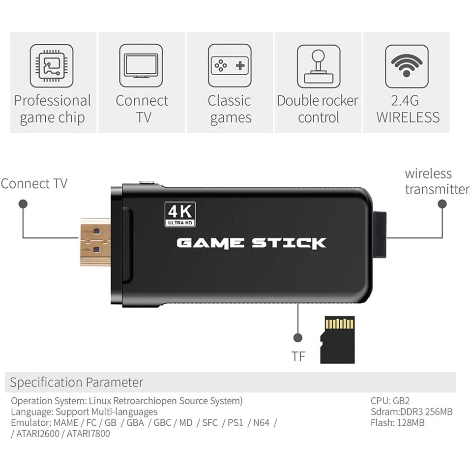 Game 2.4G Wireless Controller Gamepad 4K Ultra Hd Game Stick - White