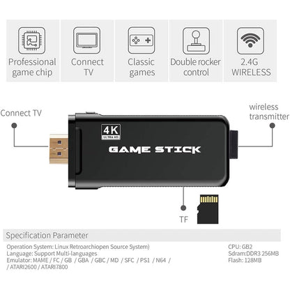 Game 2.4G Wireless Controller Gamepad 4K Ultra Hd Game Stick - White