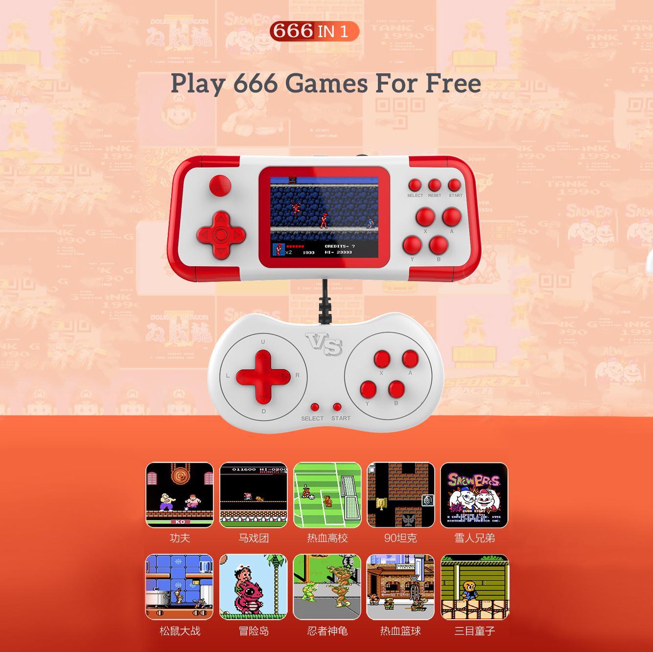 Game Console X8M Game Player 666 in 1 Games Portable Mini Gamepad