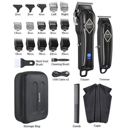 Glaker Professional Hair Clipper and Outline Trimmer Kit K11S + I3F - Black