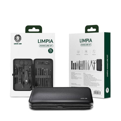 Green Limpia Manicure Kit 15 in 1 - Black