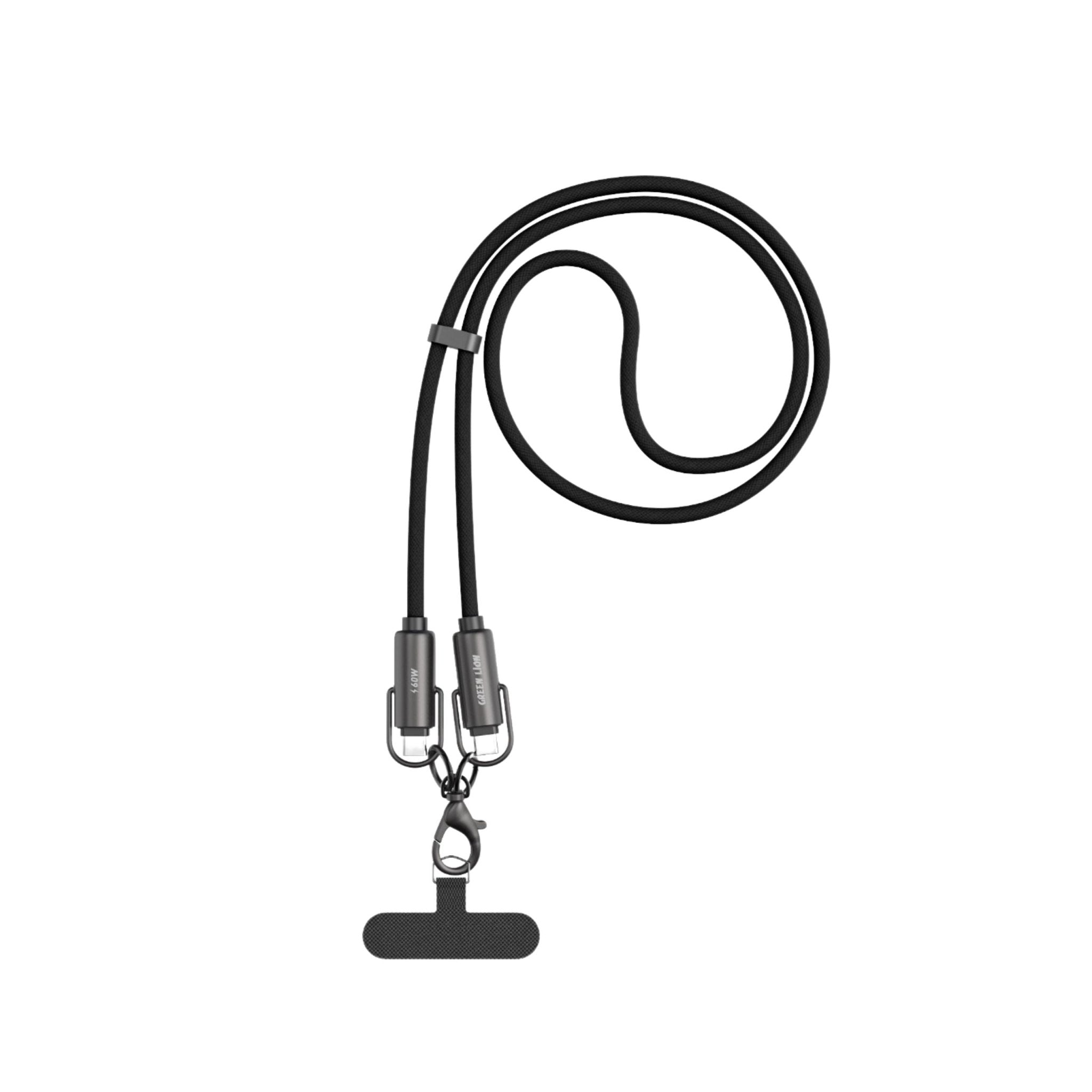 Green Lion 2 in 1 Neck Power Lanyard USB-C to USB-C 60W