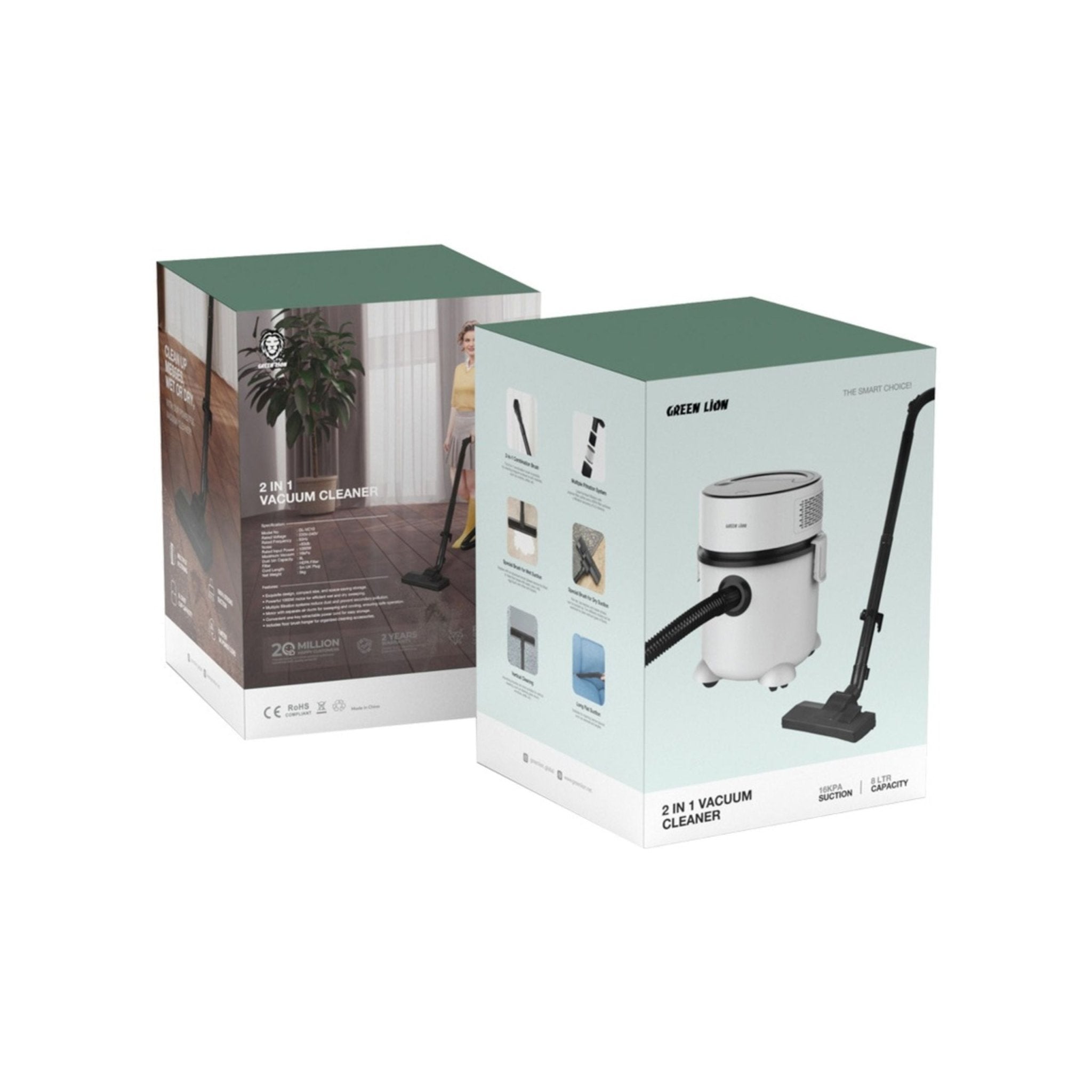 Green Lion 2 in 1 Vacuum Cleaner - White