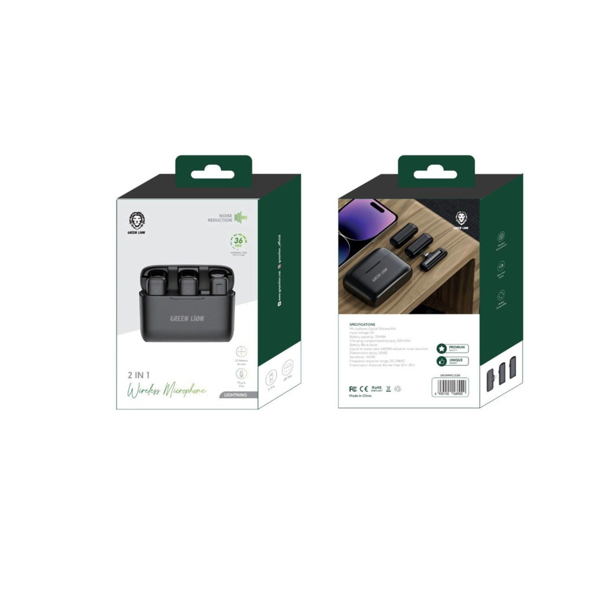 Green Lion 2 in 1 Wireless Microphone (Lightning Connector) - Black
