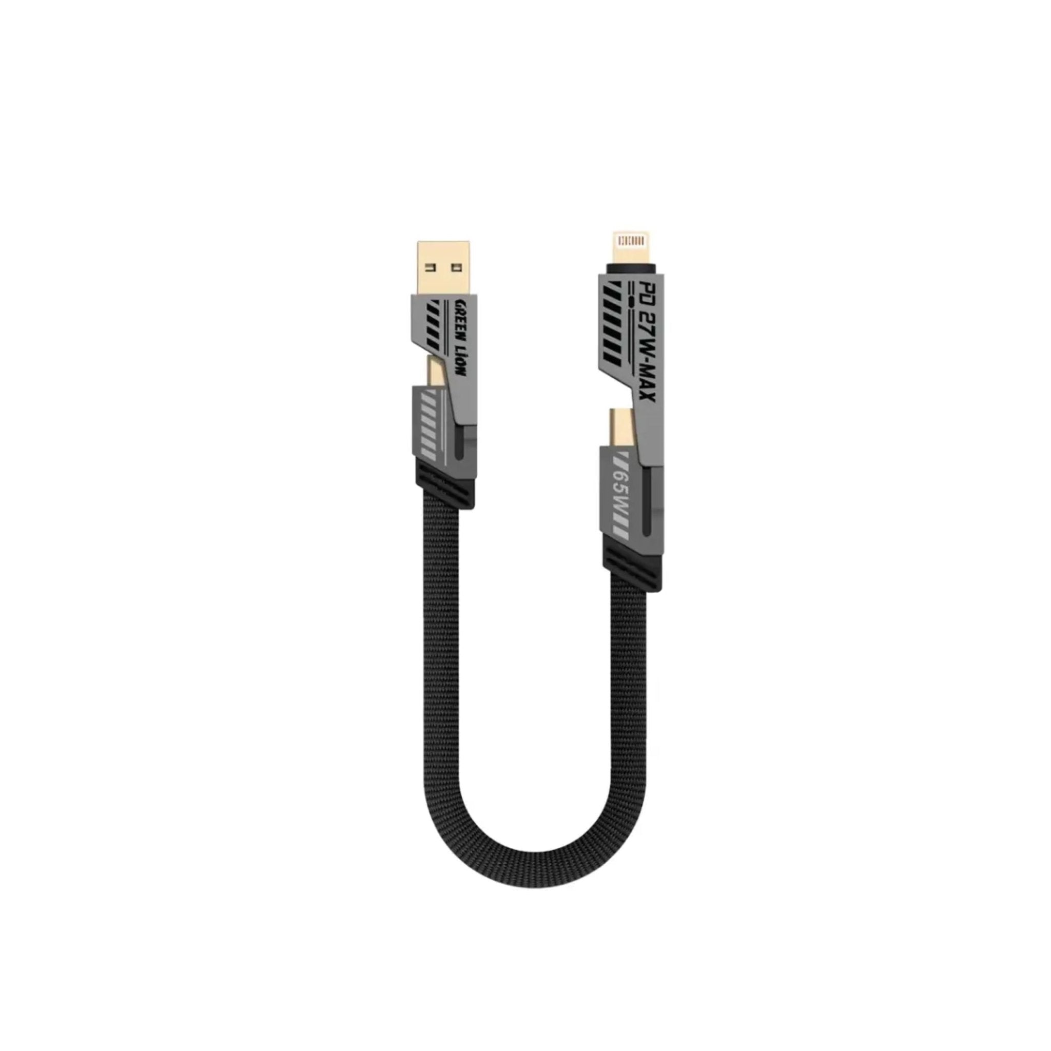 Green Lion in Braided Cable C to C+Lightning and A to C+Lightning 65W Grey