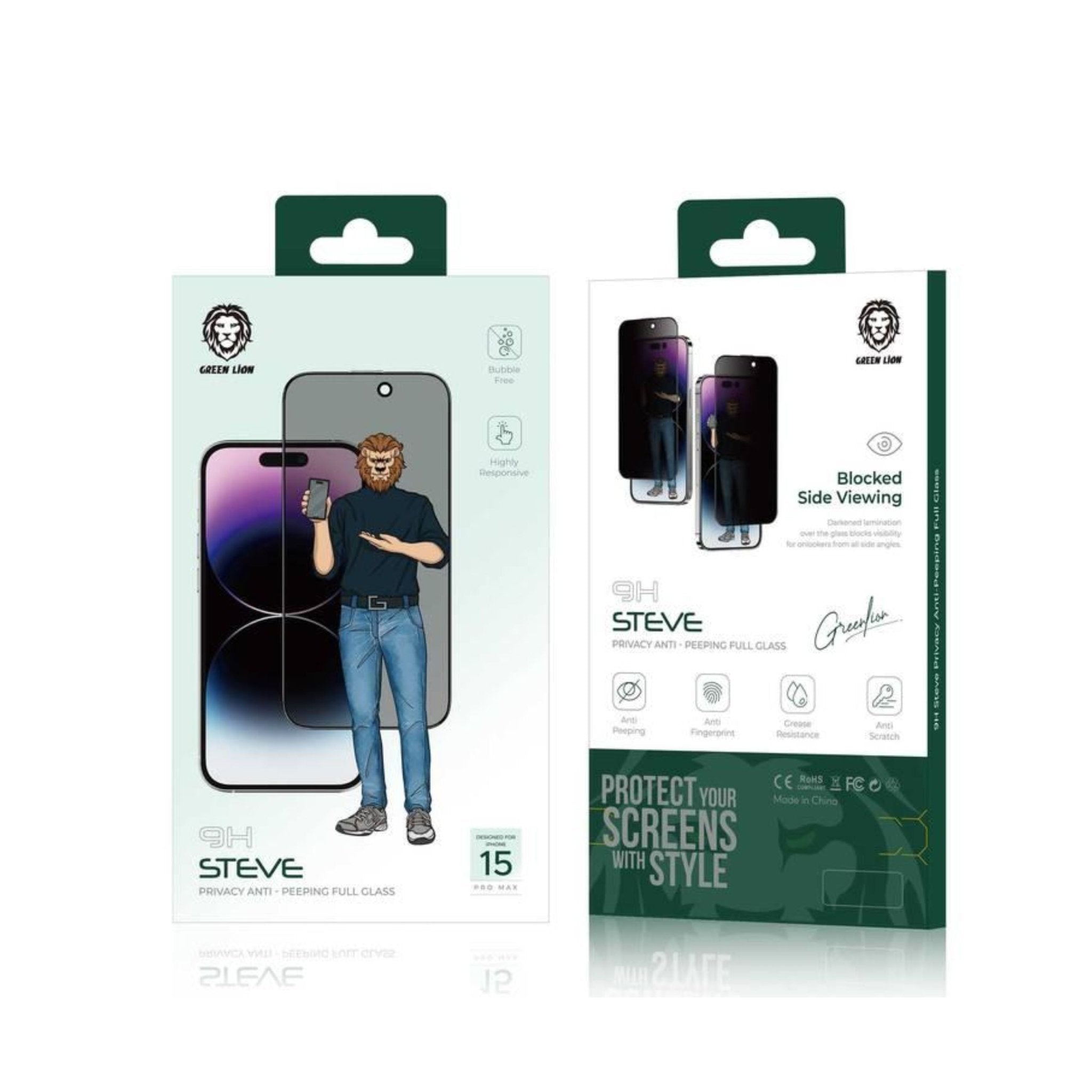 Green Lion 9H Steve Privacy Screen Protector For Iphone 15 Pro Max