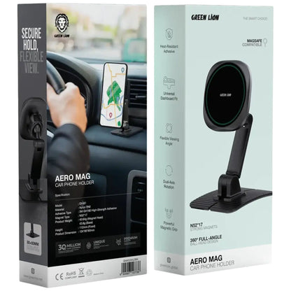 Green Lion Aero Mag Car Phone Holder - Black