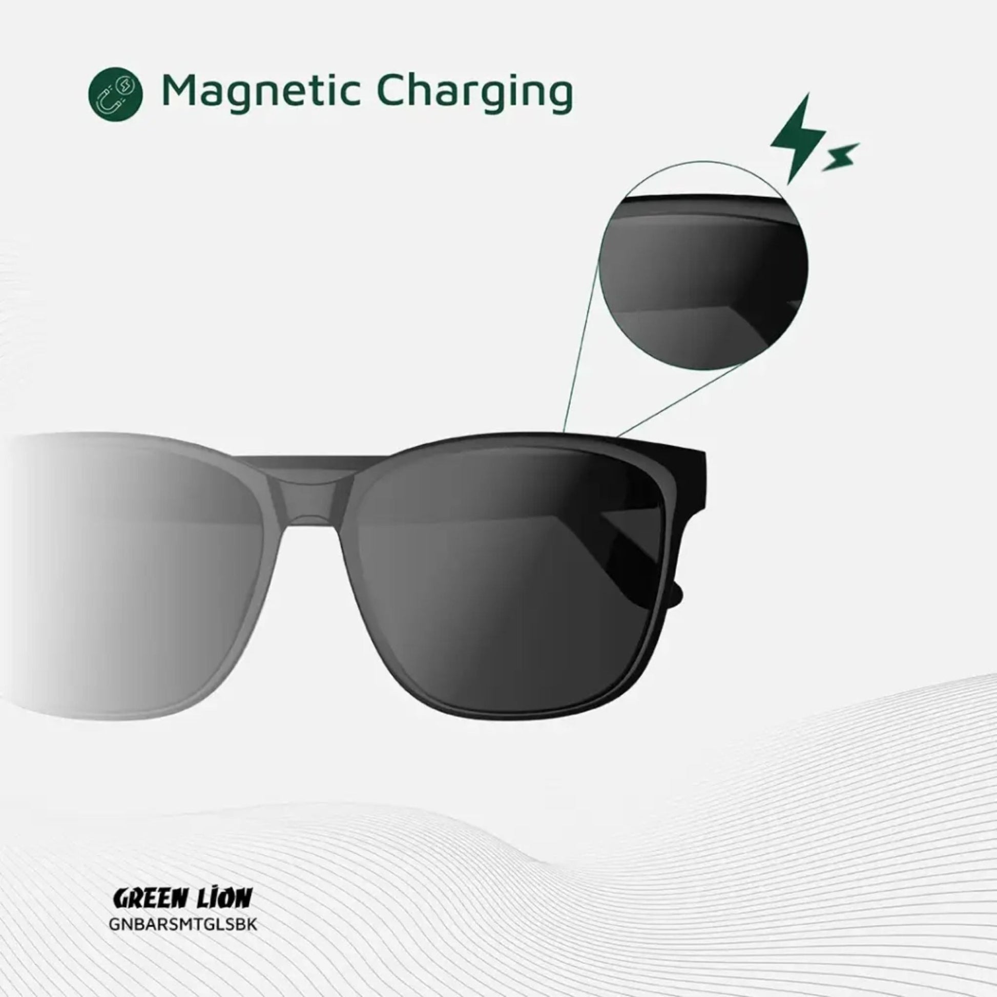 Green Lion Barcelona UV400 Protection Smart Glasses - Black