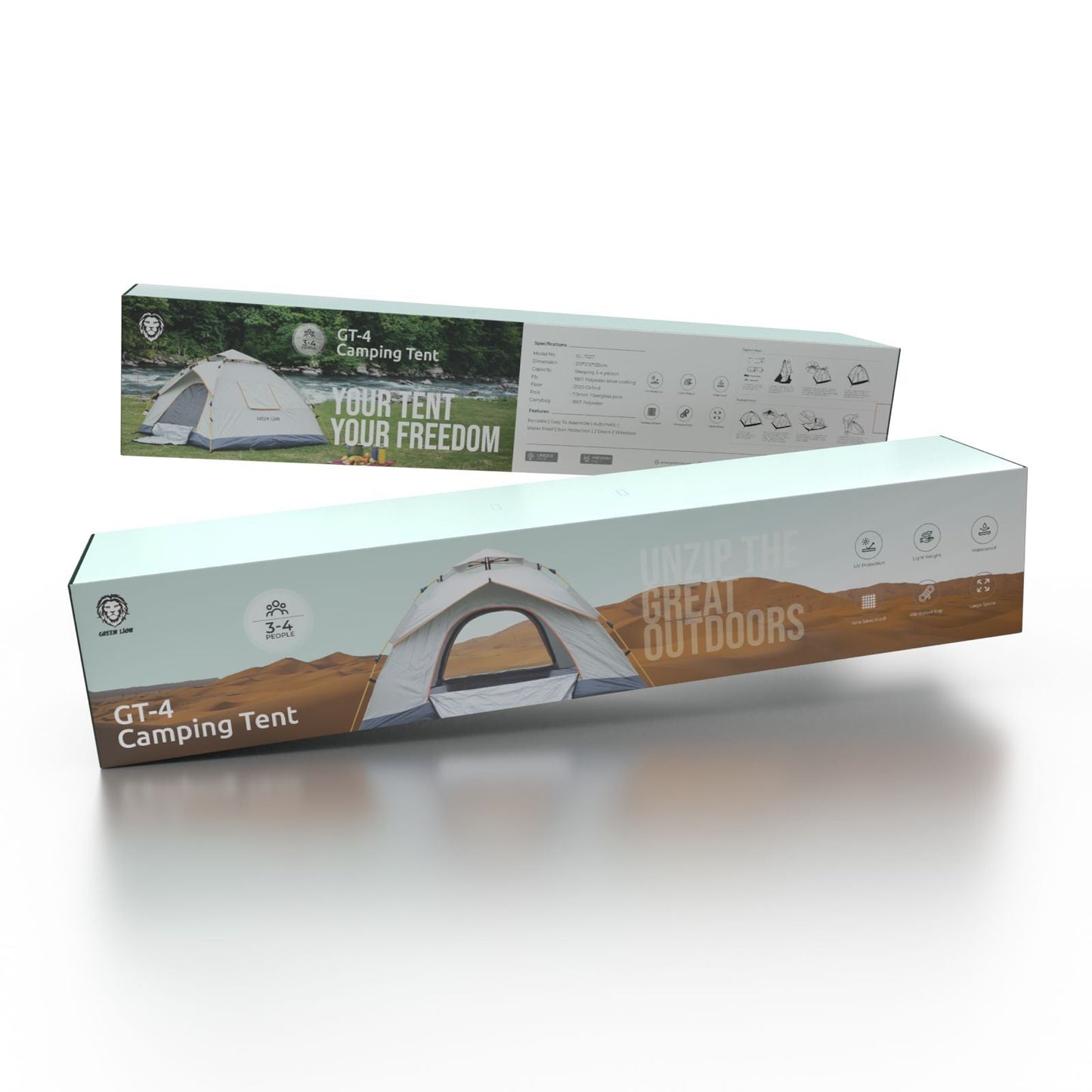 Green Lion Camping Tent 3-4 People GT-4 GL-T027 - Beige