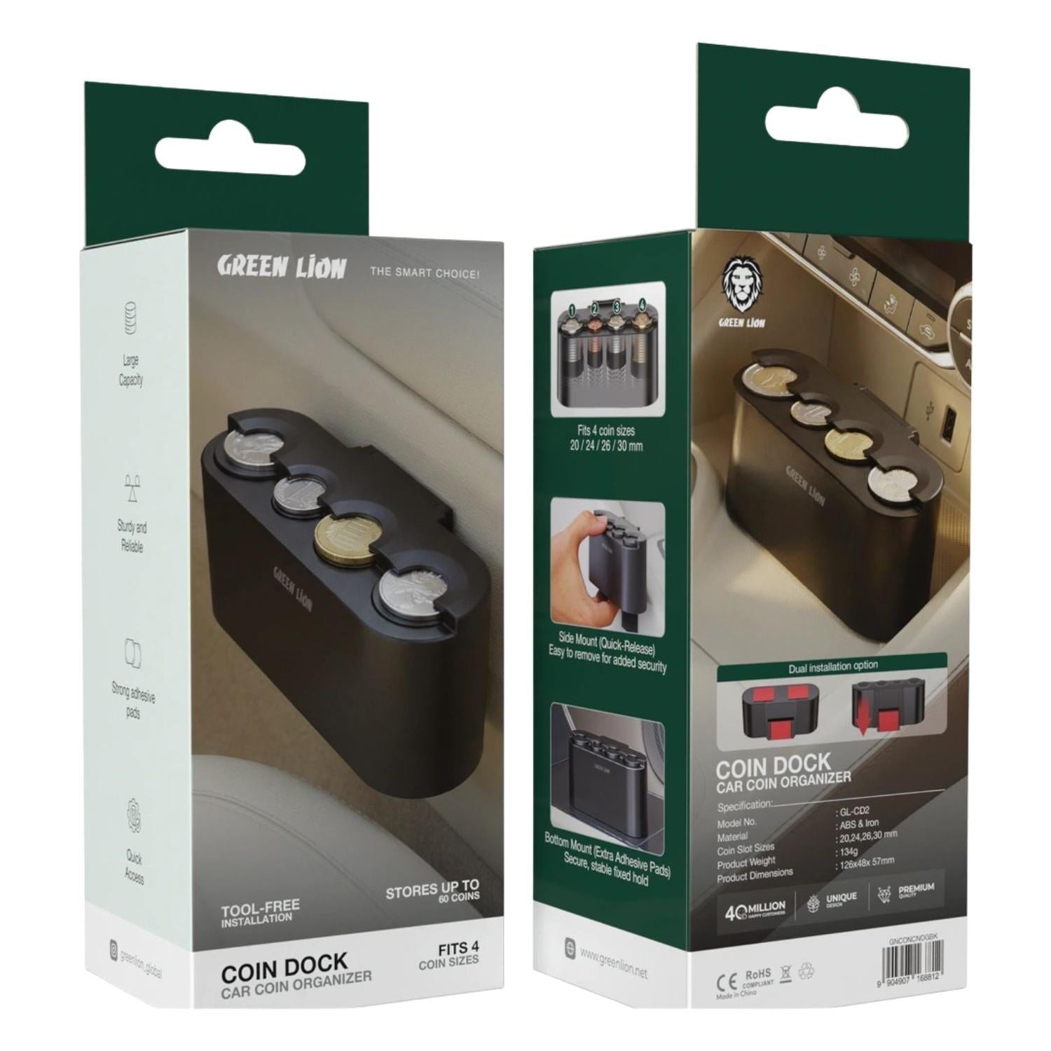 Green Lion Coin Dock Car Coin Organizer - Black