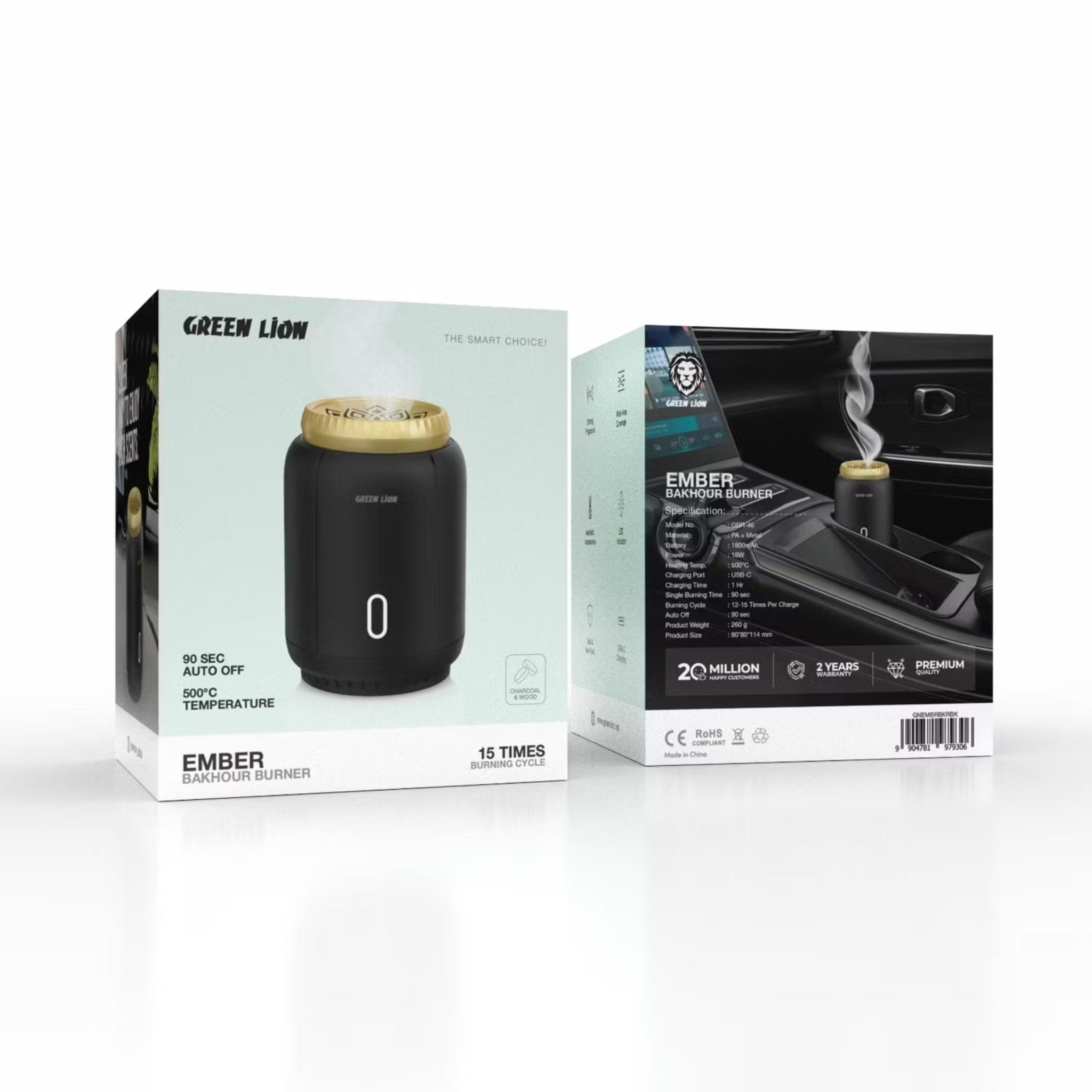 Green Lion Ember Bakhour Burner - Black