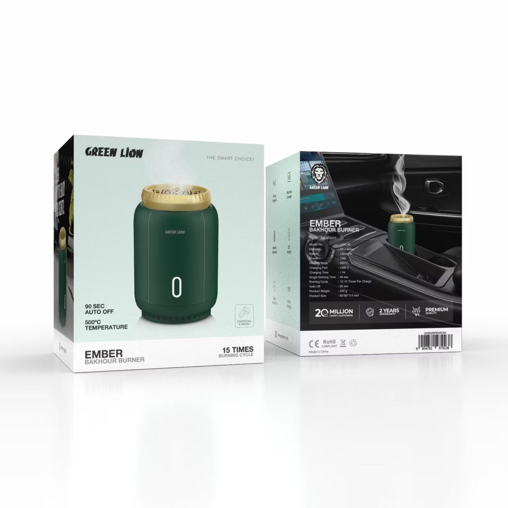 Green Lion Ember Bakhour Burner - Green