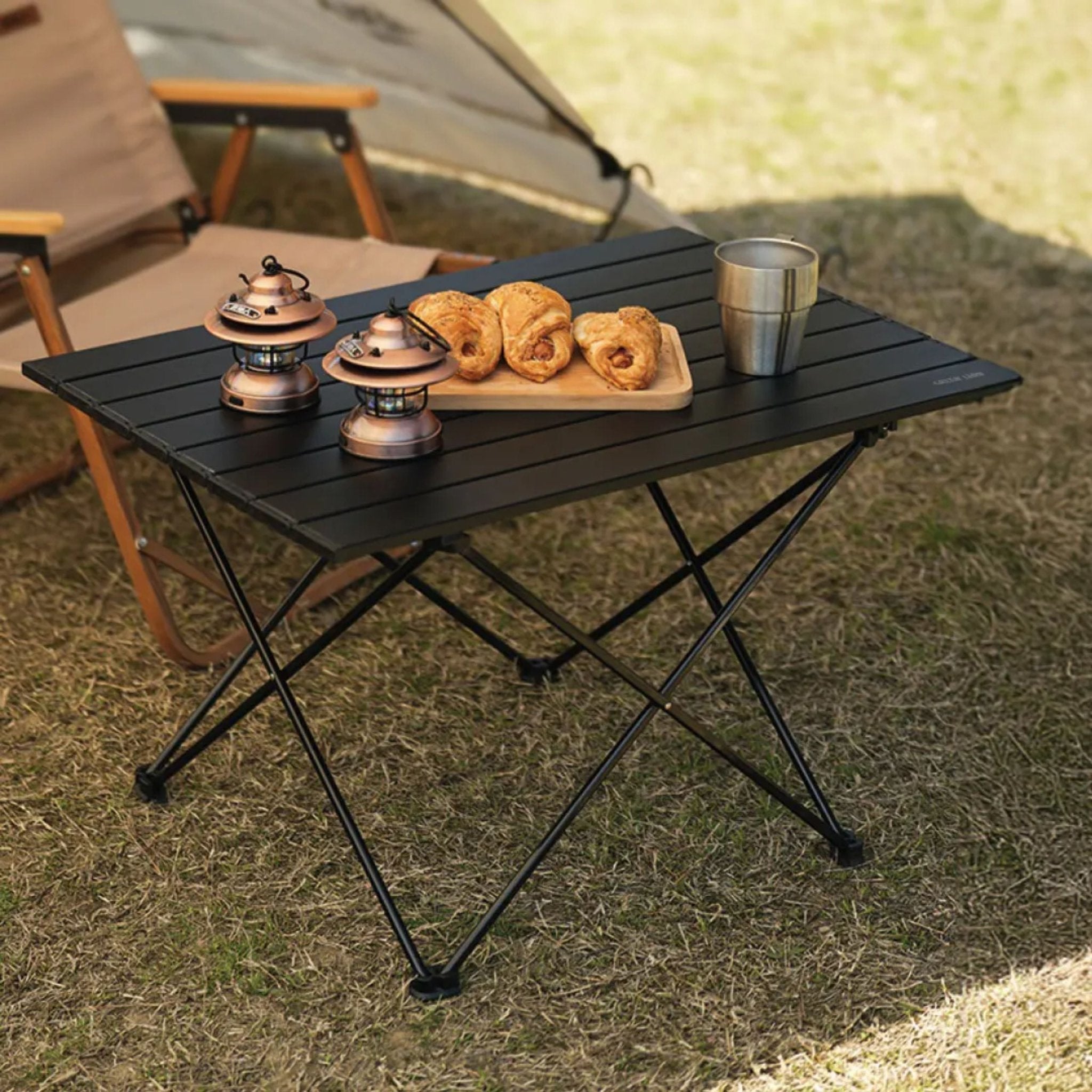 Green Lion Foldable Camping Table - Black