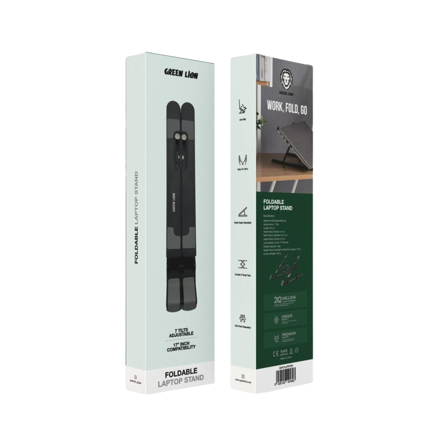 Green Lion Foldable Laptop Stand 7 Tilts Adjustable - Black