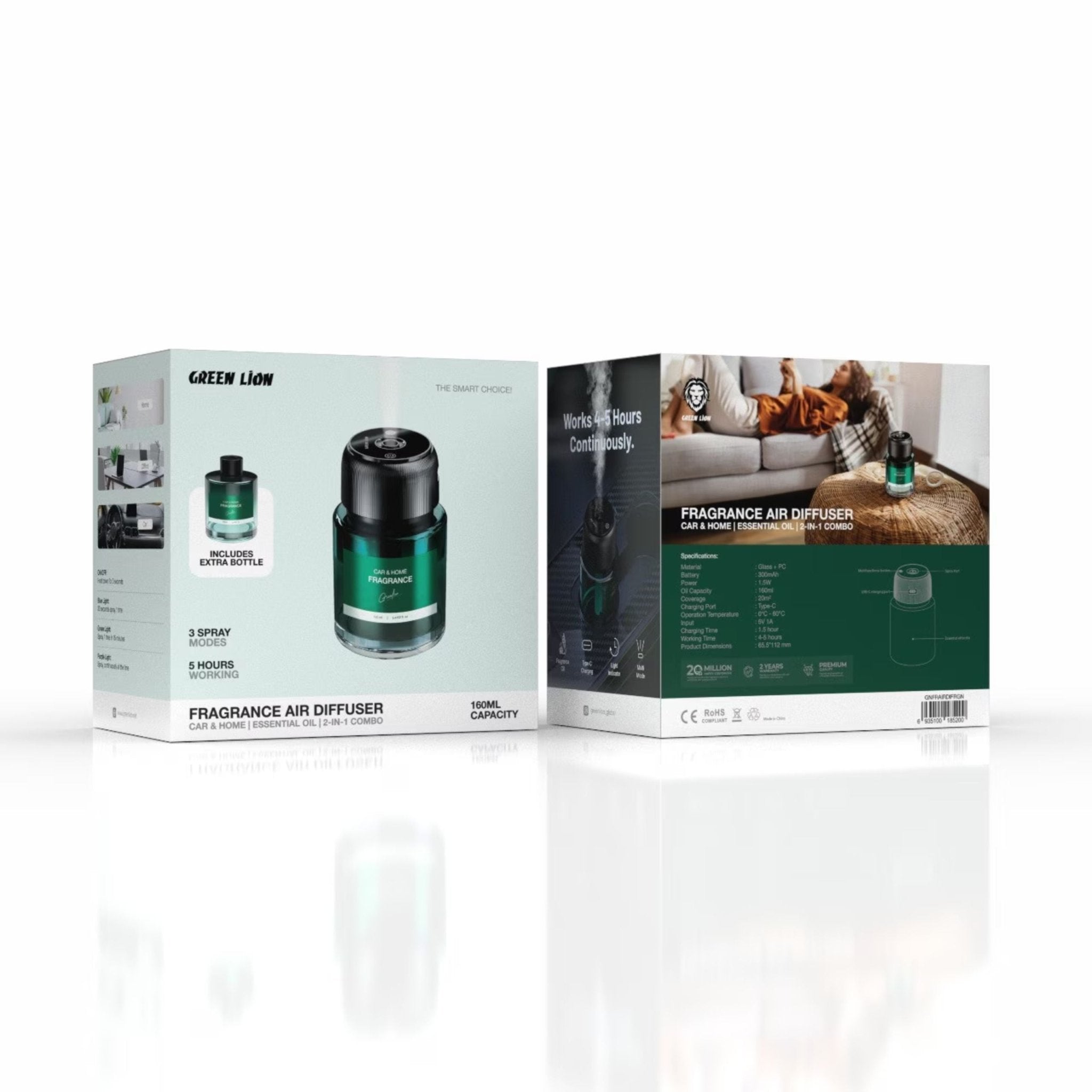 Green Lion Fragrance Air Diffuser 2 in 1 Combo - Black