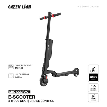 Green Lion GBK-Compact Foldable E-Scooter 3-Mode Gear - Black
