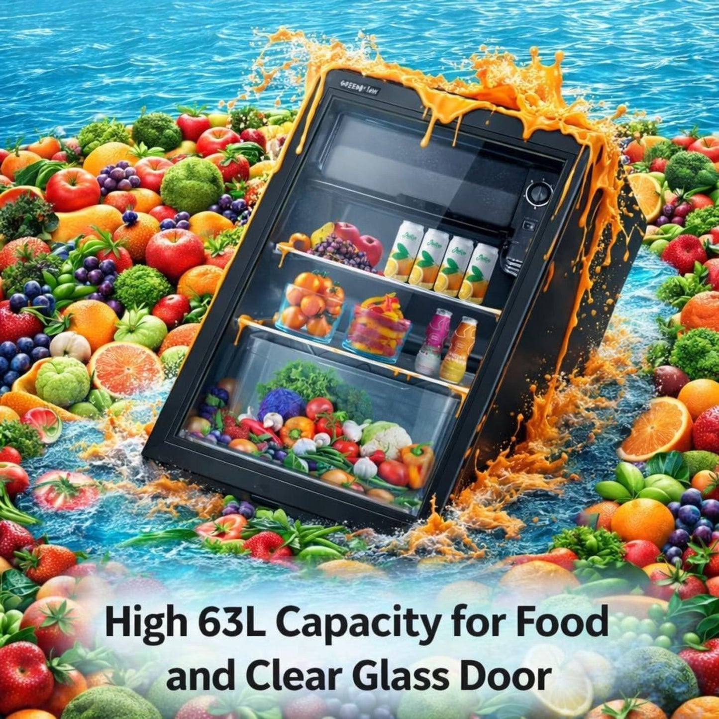 Green Lion GMF-63 Mini Fridge, 63 Liters - Black