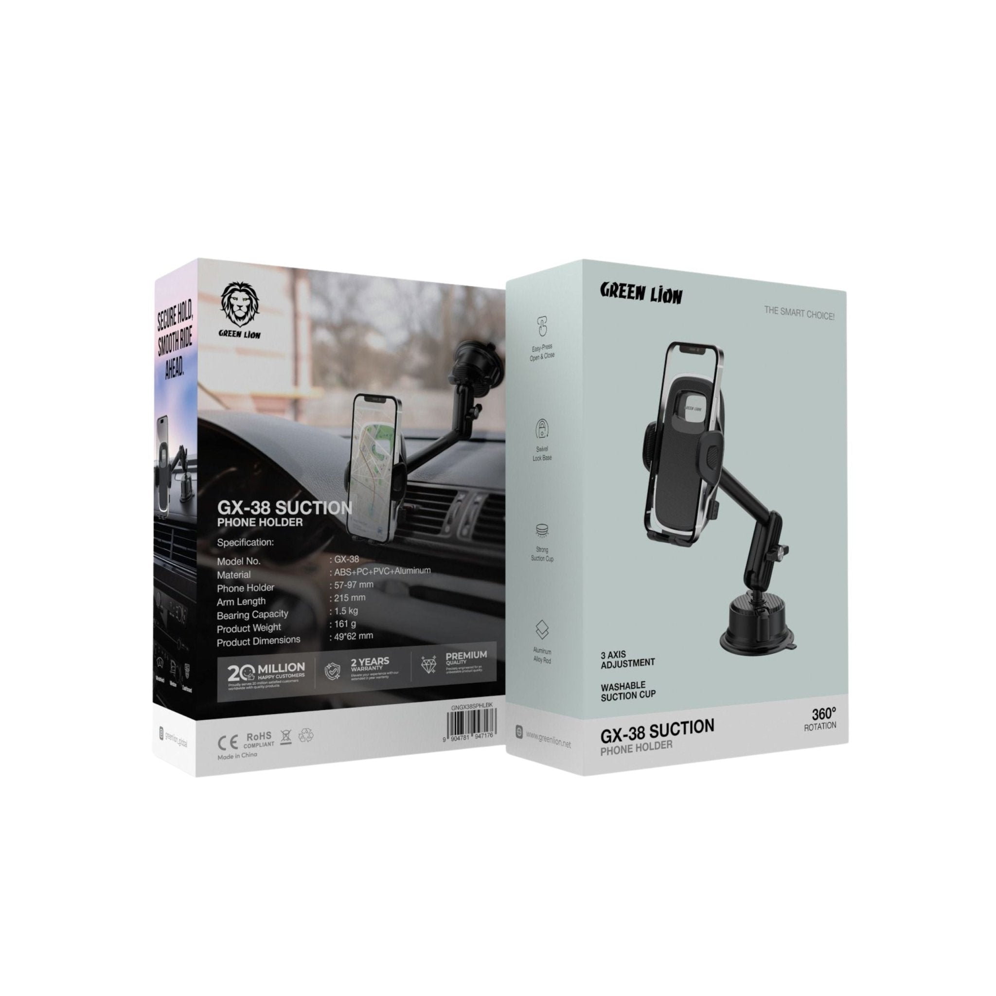 Green Lion GX-38 Suction Phone Holder - Black