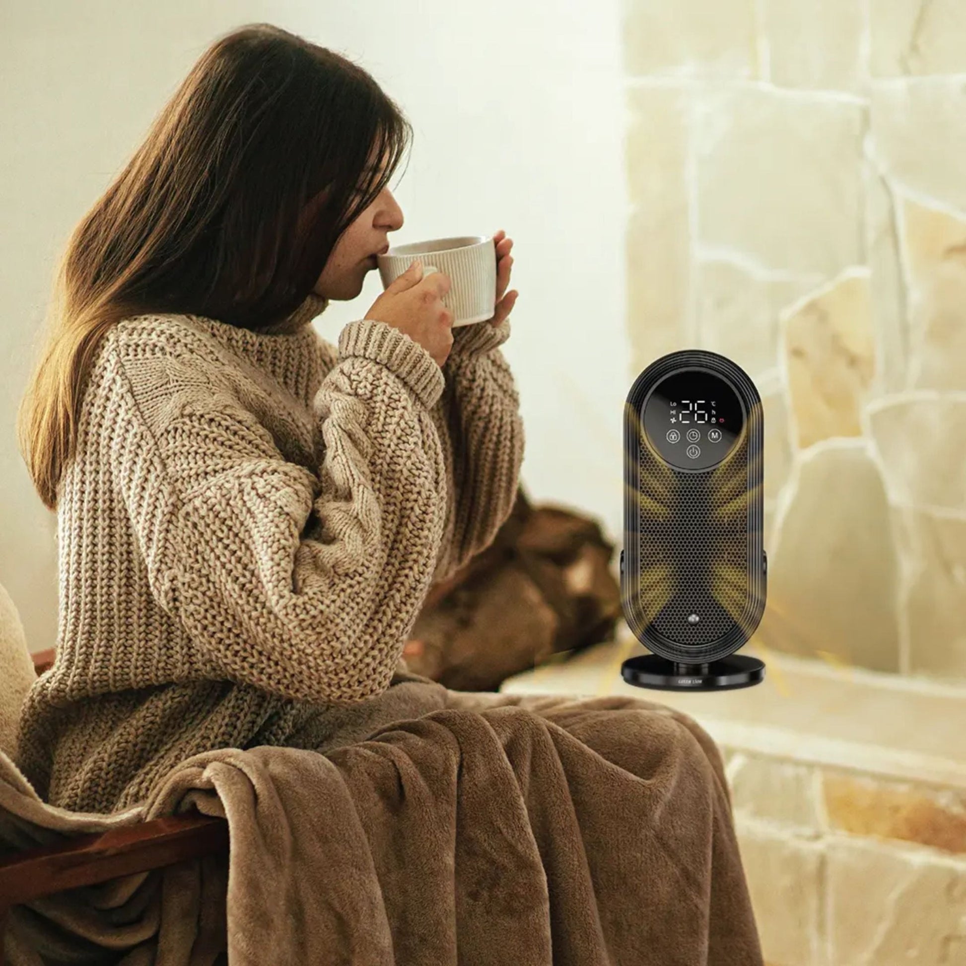 Green Lion Heater Lite Fan and Heater with Remote Control - Black