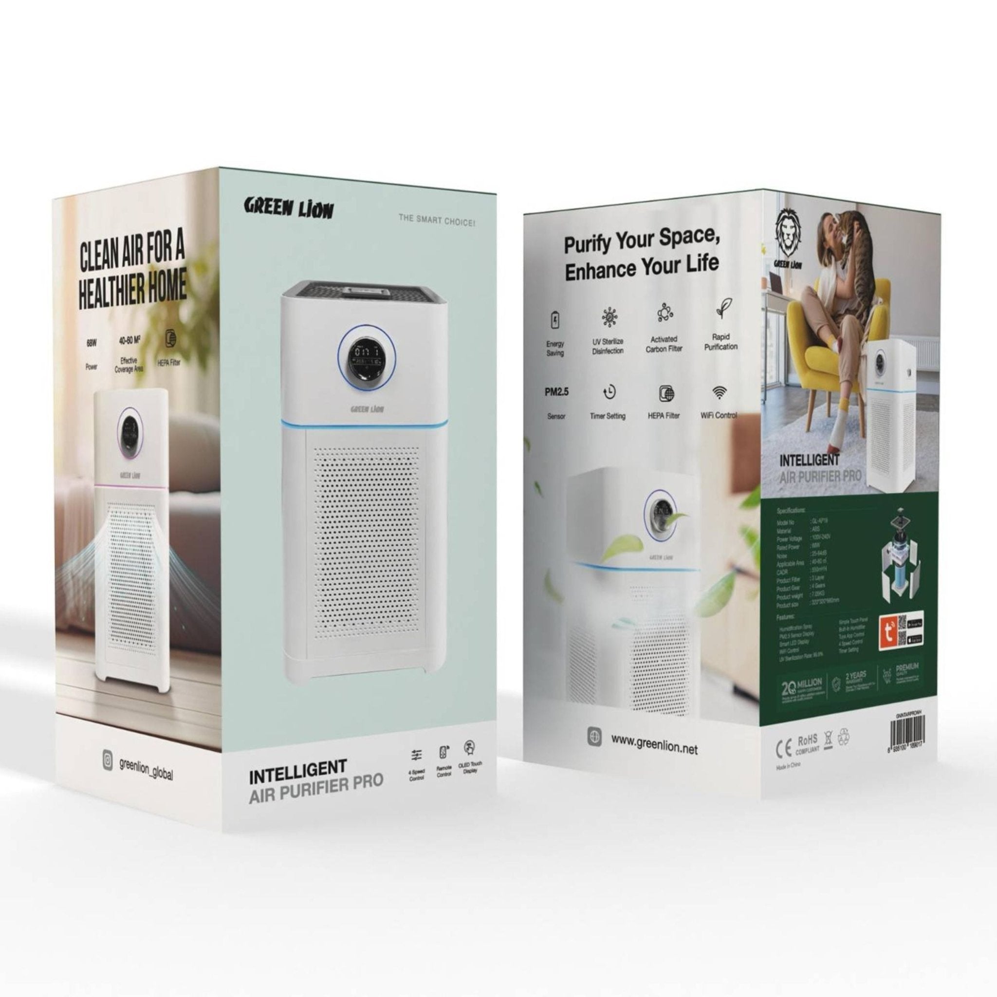 Green Lion Intelligent Air Purifier Pro - White