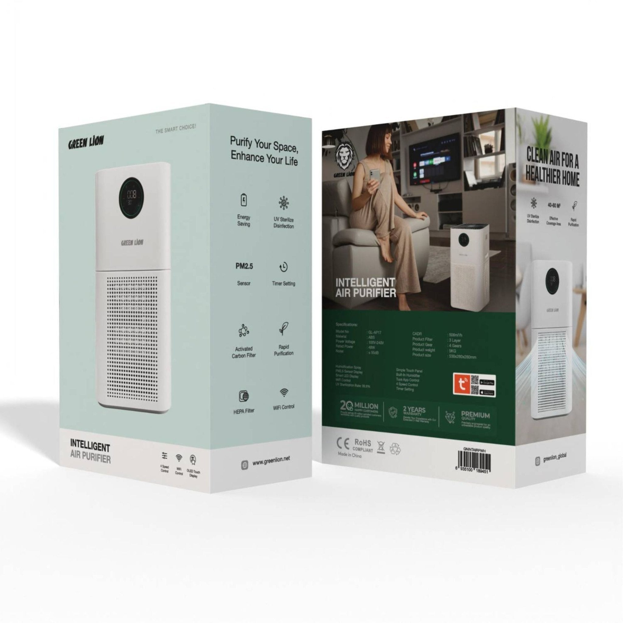 Green Lion Intelligent Air Purifier - White