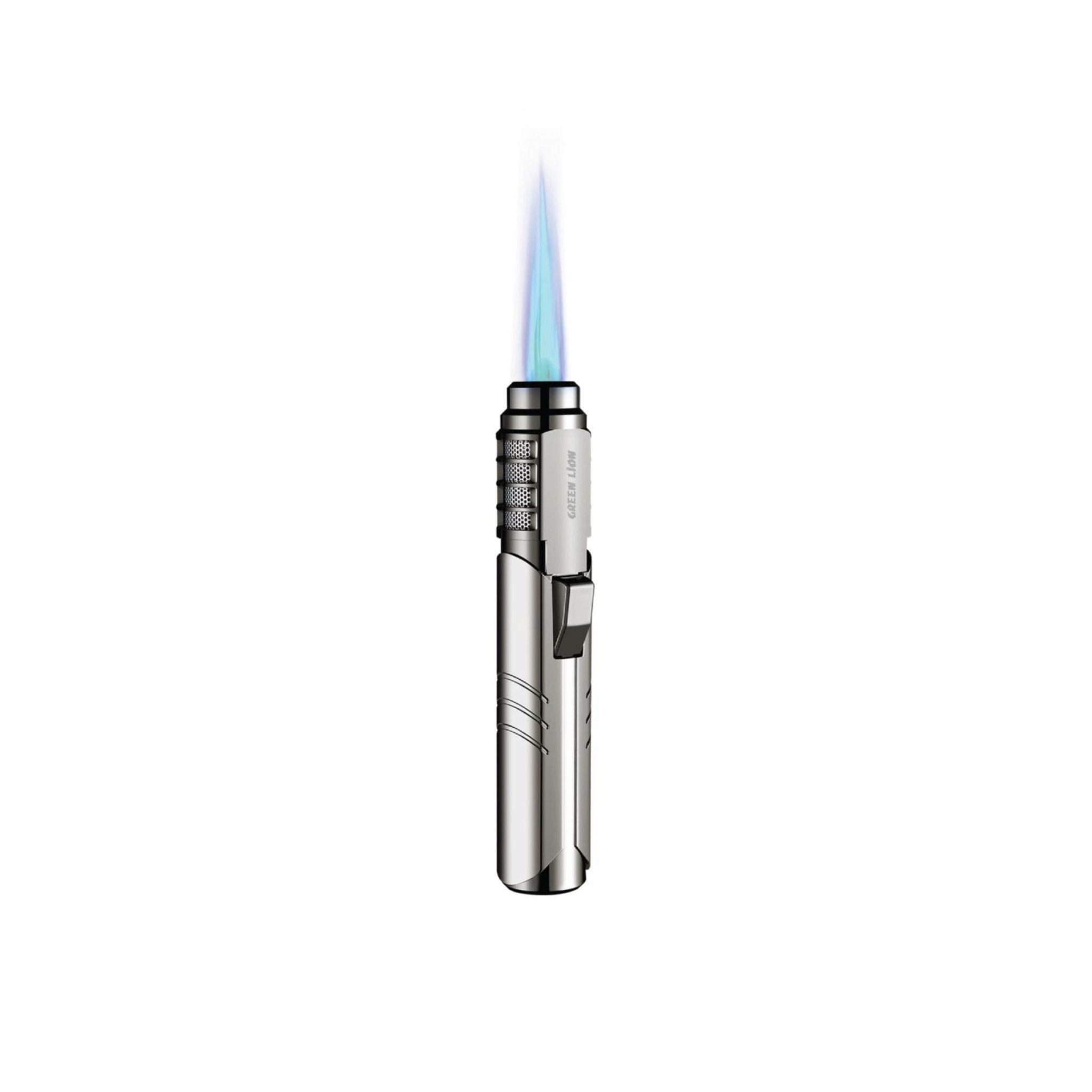 Green Lion Jet Flame Windproof Lighter - Silver