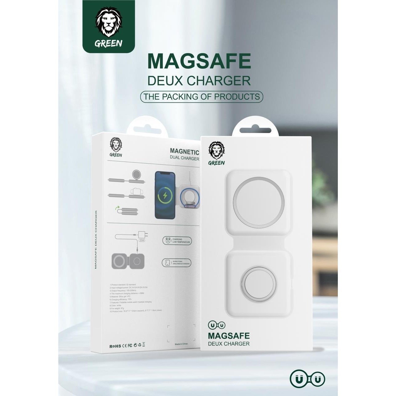 Green Lion Magsafe Deux Charge - White
