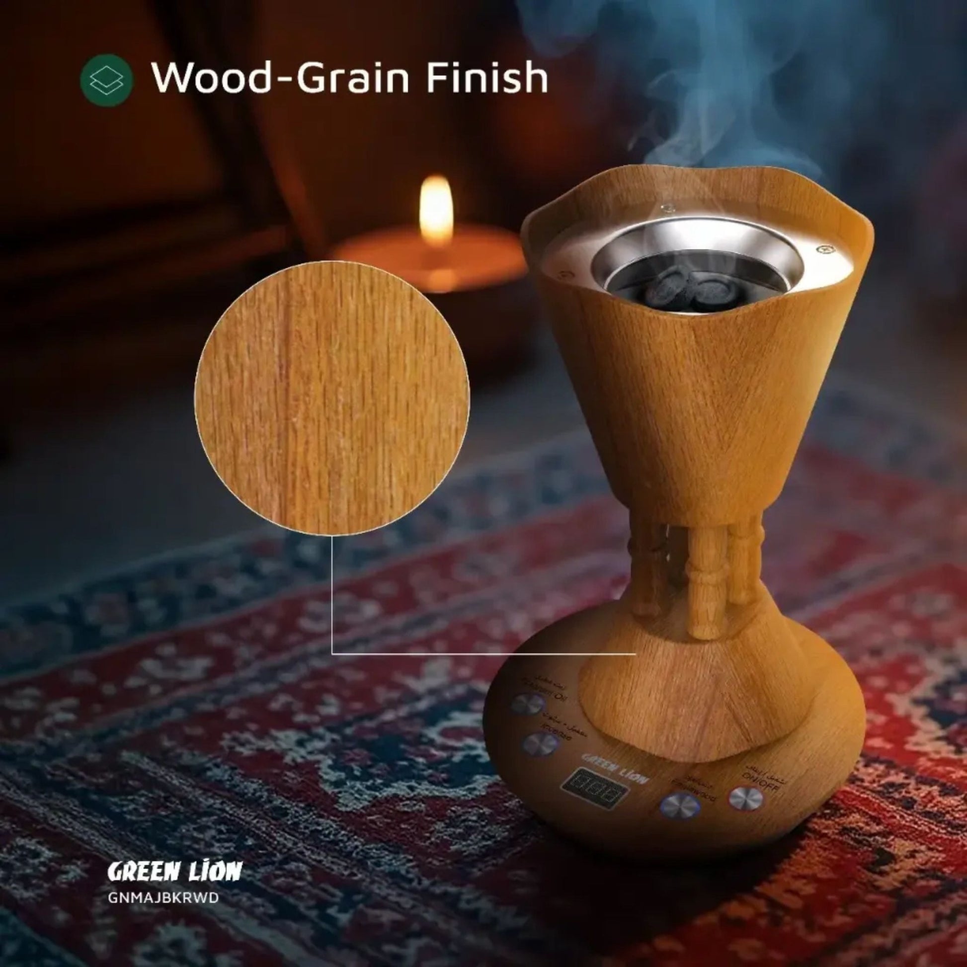 Green Lion Majlis Electric Bakhour Burner - Wooden
