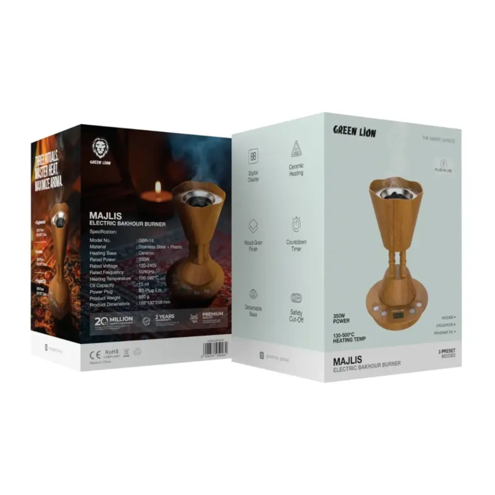 Green Lion Majlis Electric Bakhour Burner - Wooden