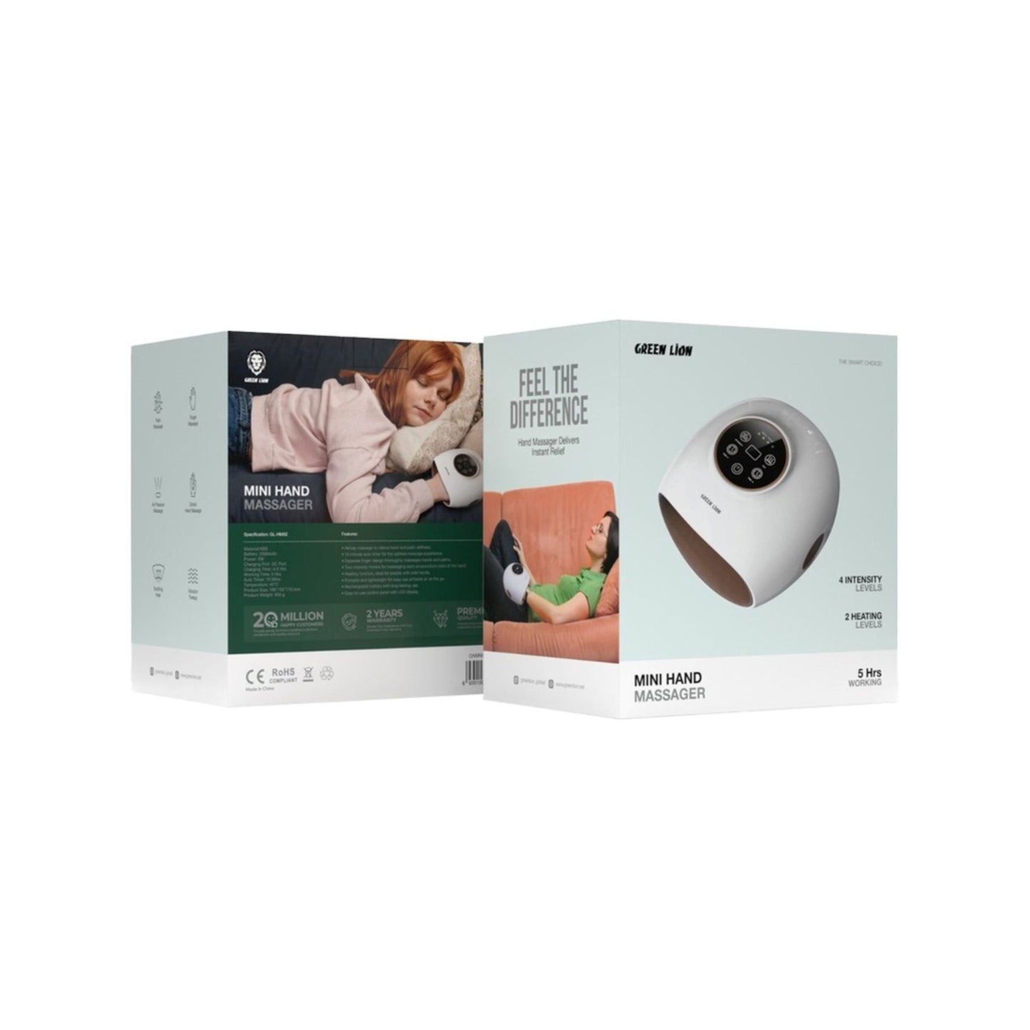 Green Lion Mini Hand Massager - White