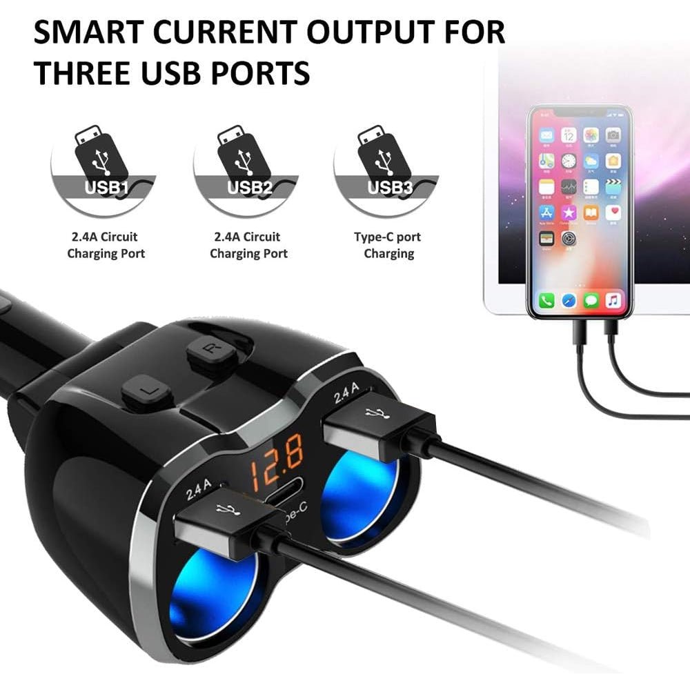 Green Lion Multi-Port Car Charger Adapter 120W - Black