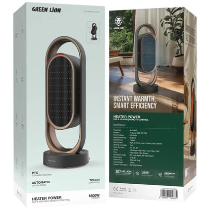 Green Lion Power Fan and Heater with Remote Control - Black
