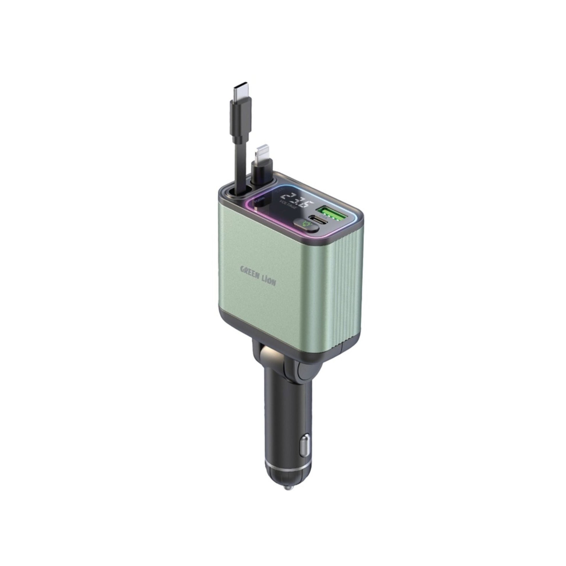 Green Lion Retractable 90W Car Charger - Green