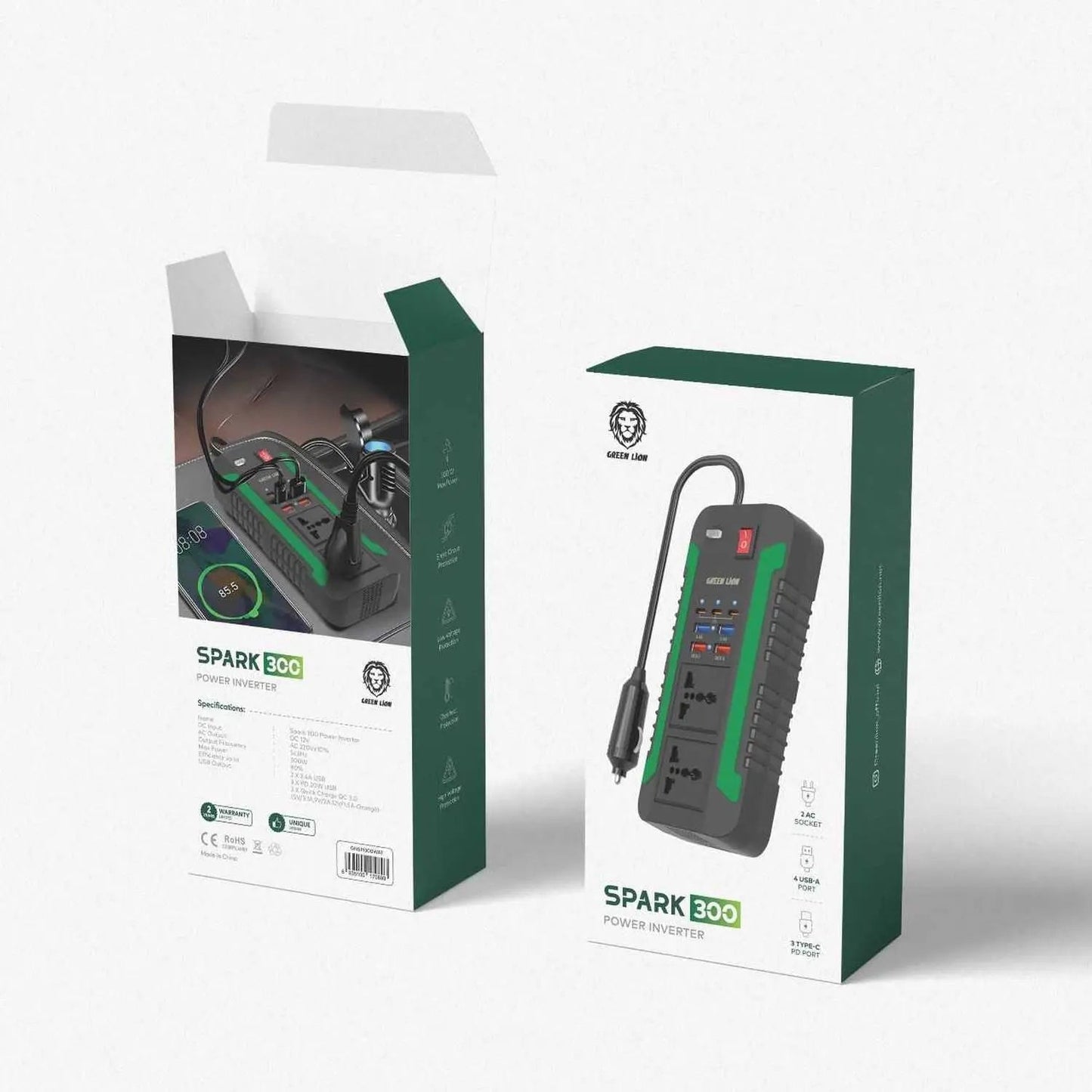 Green Lion SPARK 300 Power Inverter 300W - Black