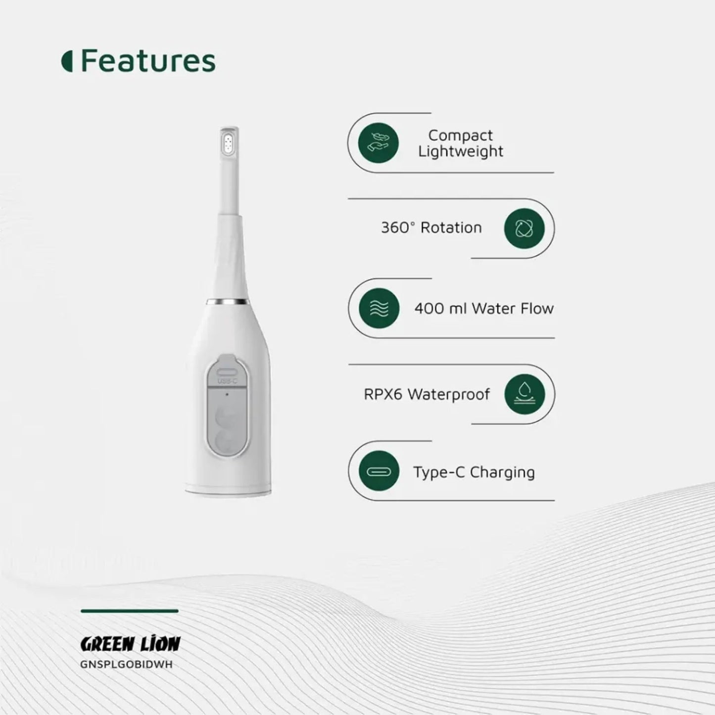 Green Lion Splash Go Portable Bidet 450 mAh - White