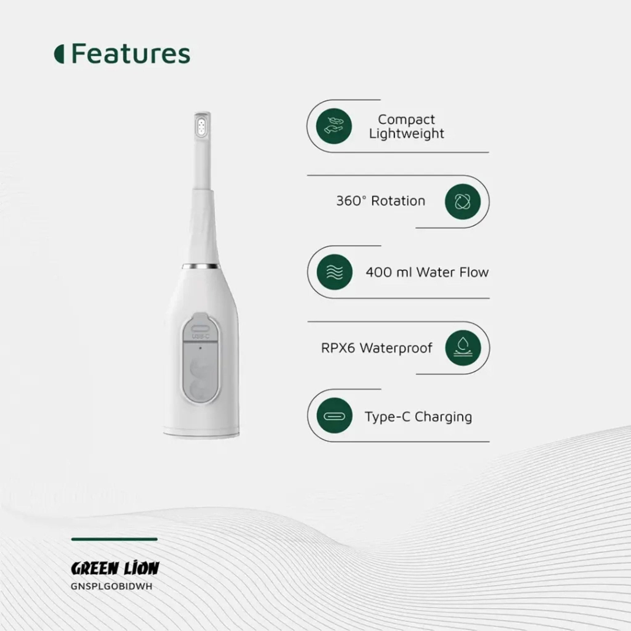 Green Lion Splash Go Portable Bidet 450 mAh - White