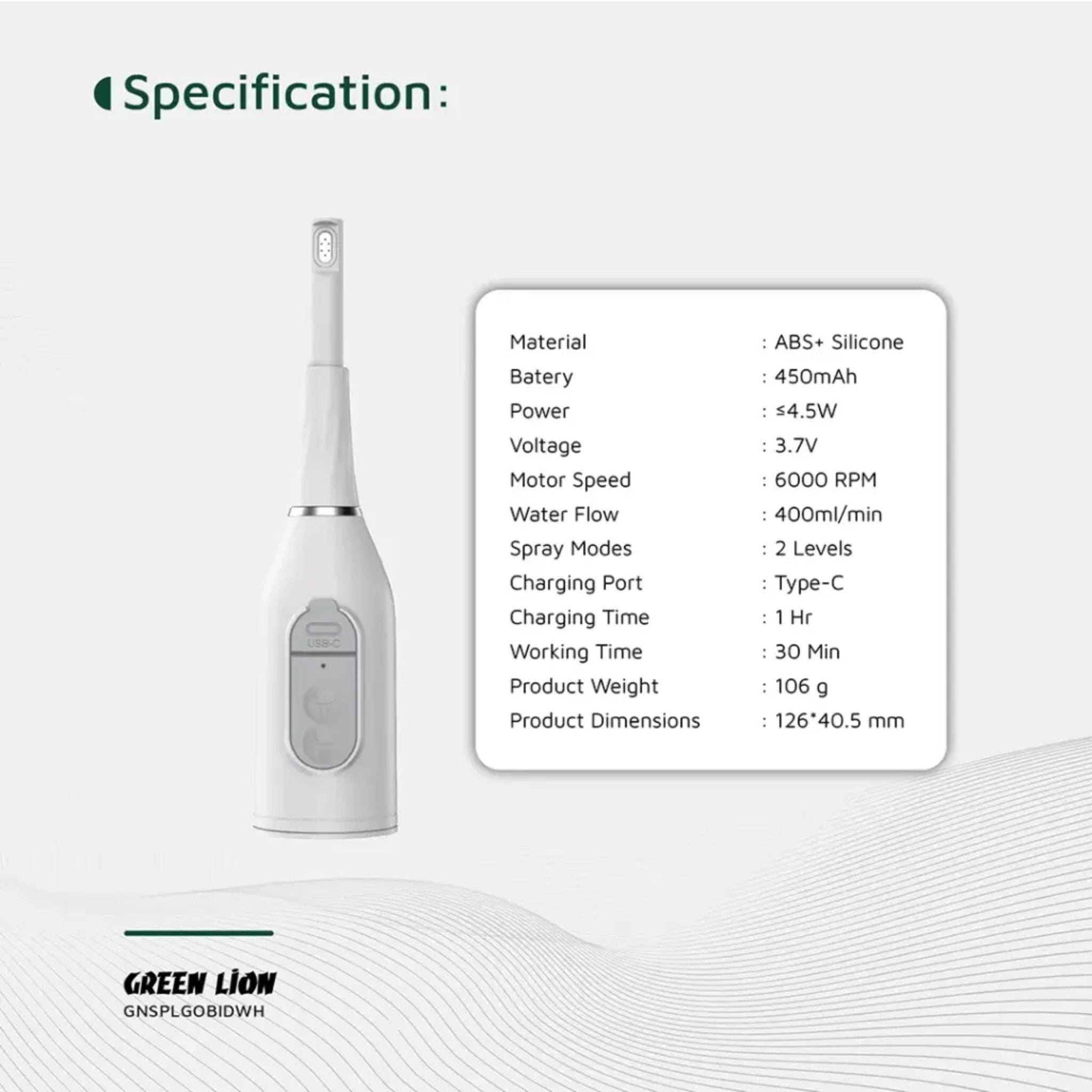 Green Lion Splash Go Portable Bidet 450 mAh - White