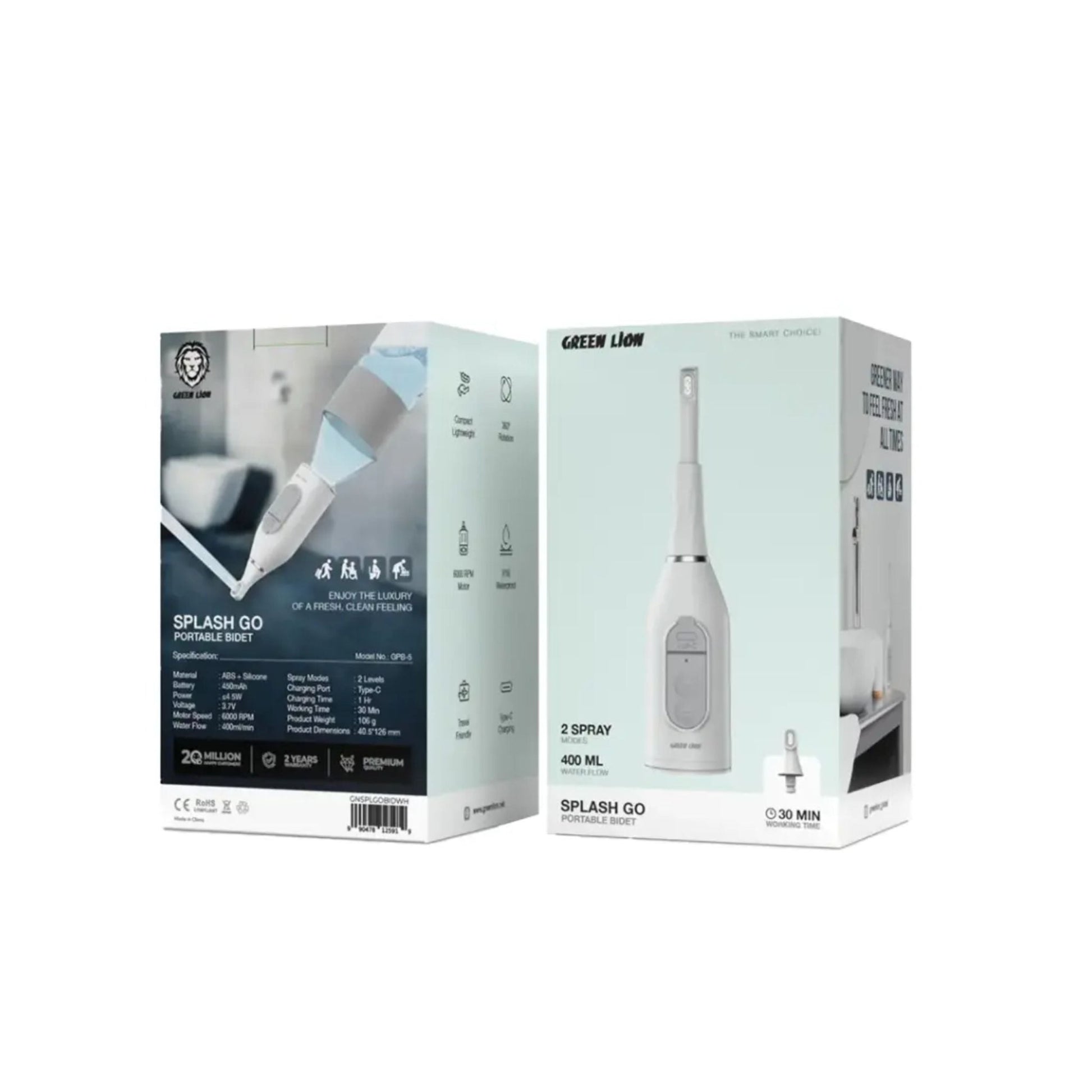 Green Lion Splash Go Portable Bidet 450 mAh - White