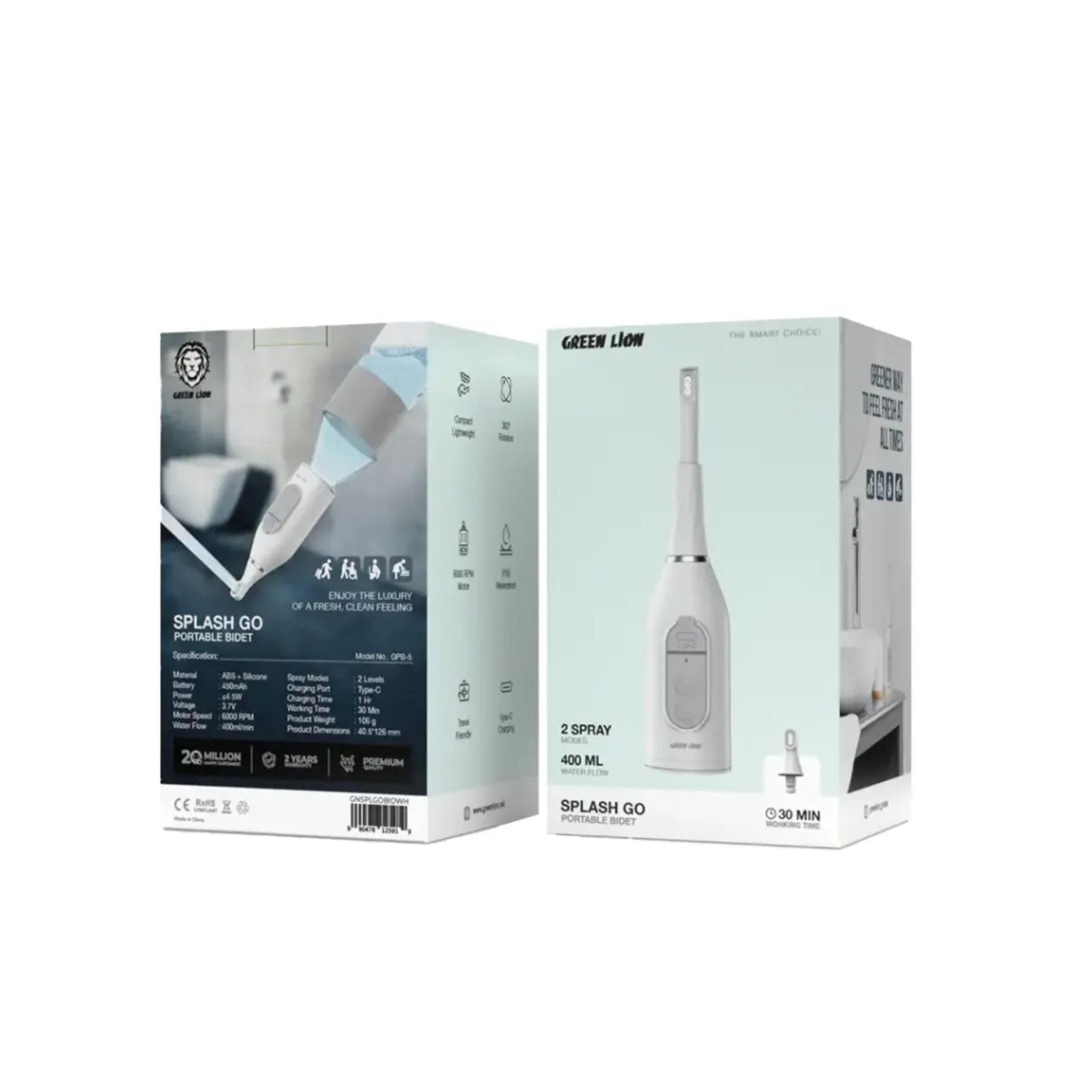 Green Lion Splash Go Portable Bidet 450 mAh - White