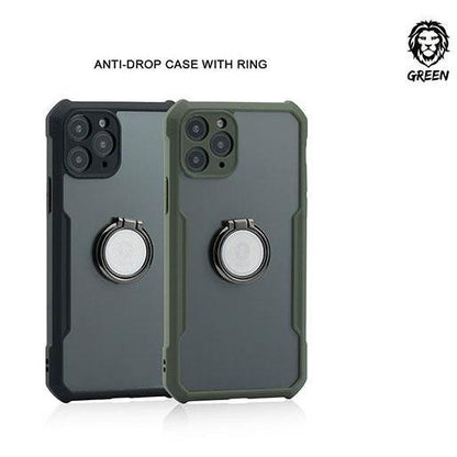 Green Lion Stylishly Tough Shockproof Case with Ring for iPhone - Black