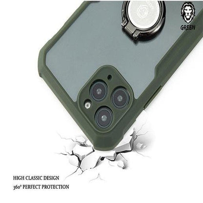 Green Lion Stylishly Tough Shockproof Case with Ring for iPhone - Black
