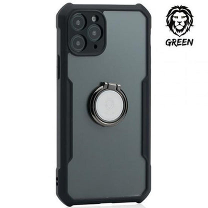 Green Lion Stylishly Tough Shockproof Case with Ring for iPhone - Black